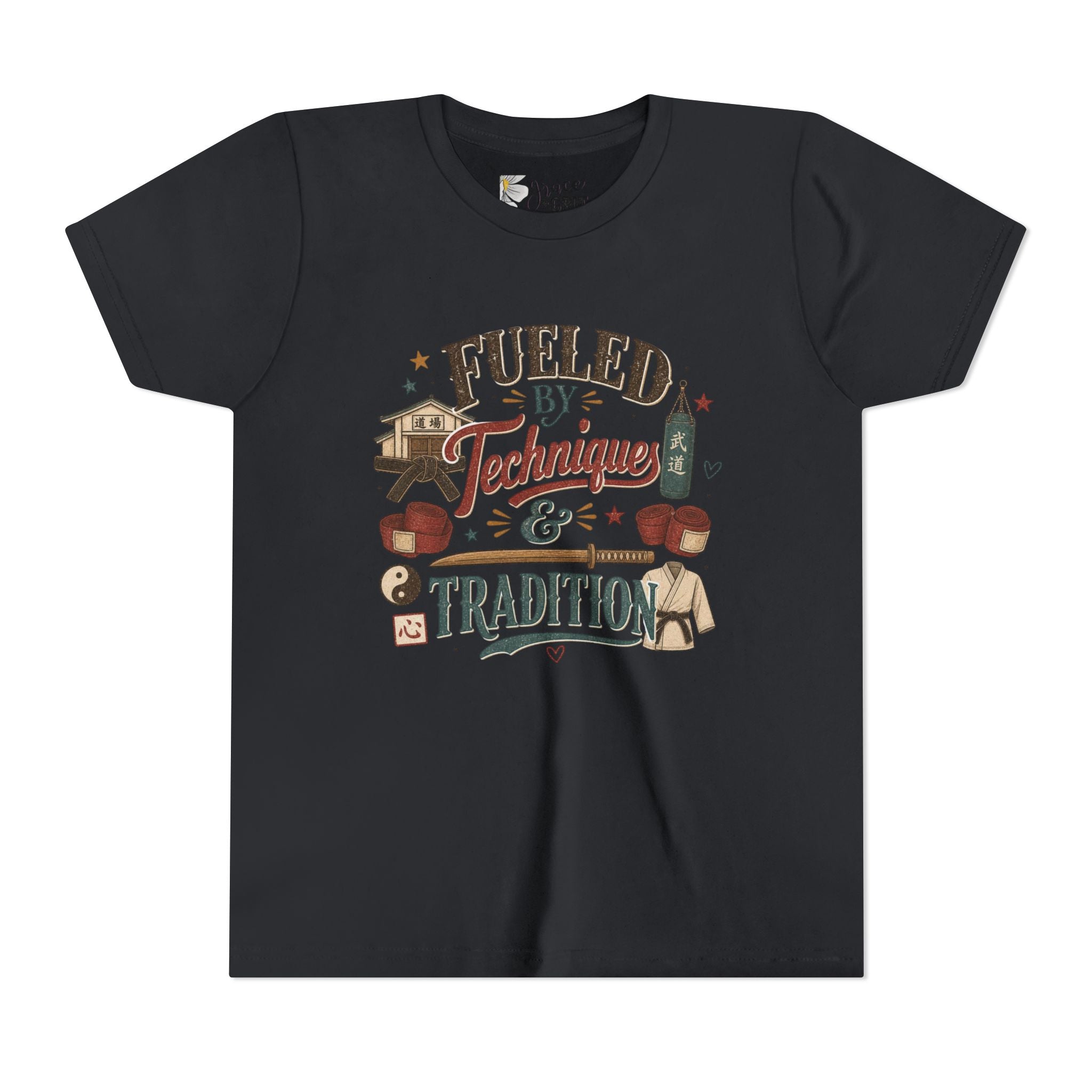 Fueled by Techniques & Tradition Youth Tee | Martial Arts Karate Graphic Shirt
