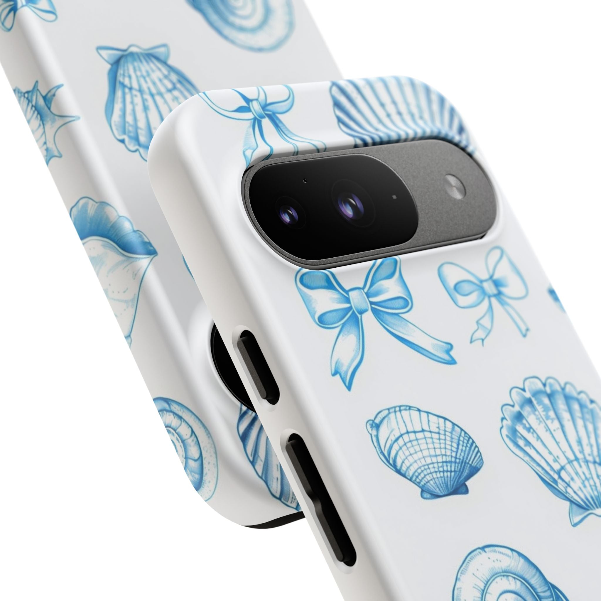 Seaside Shells Phone Case — Blue Nautical Shell & Starfish Pattern