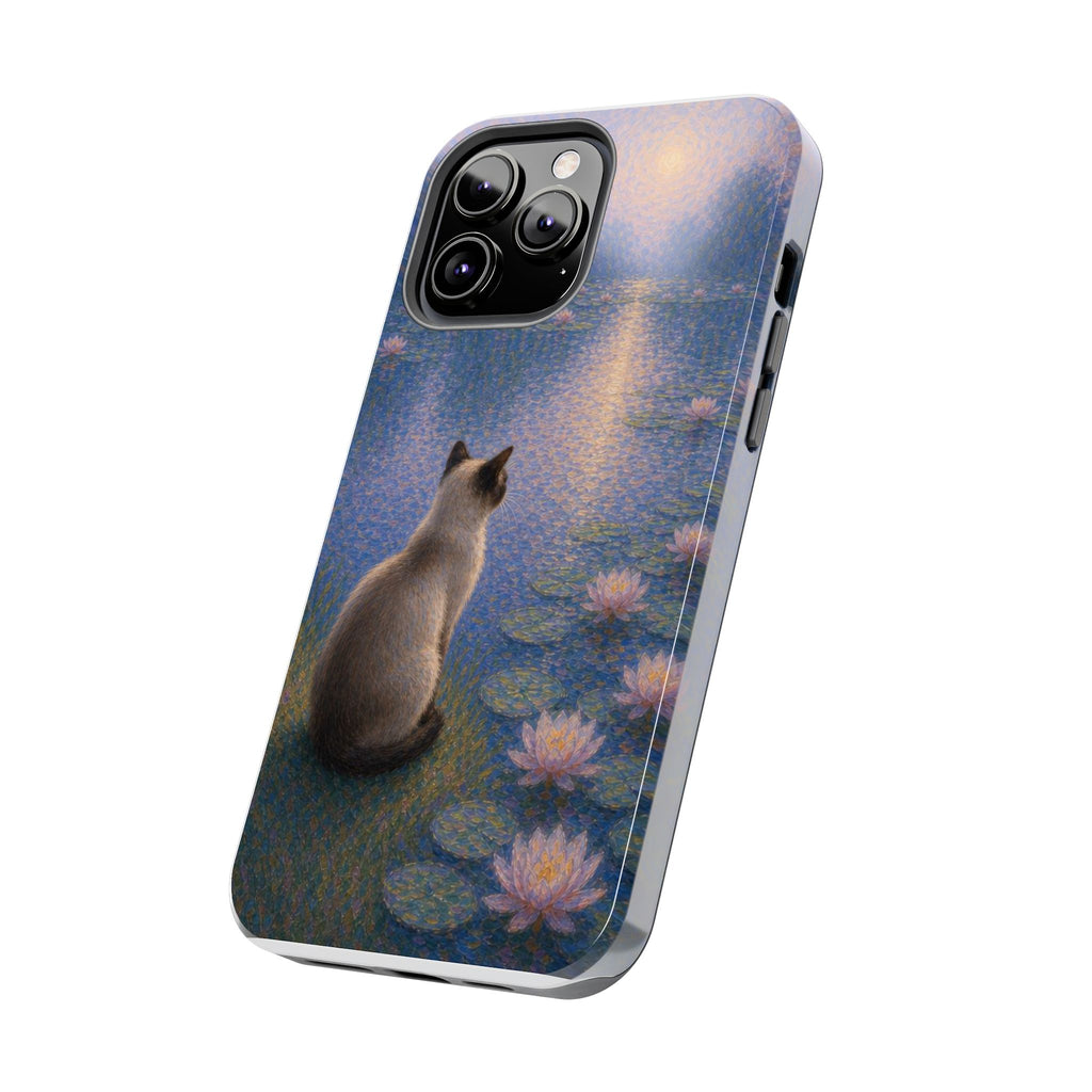 Siamese Cat by Moonlight Tough Phone Case – Waterlily Dream Protective Cover