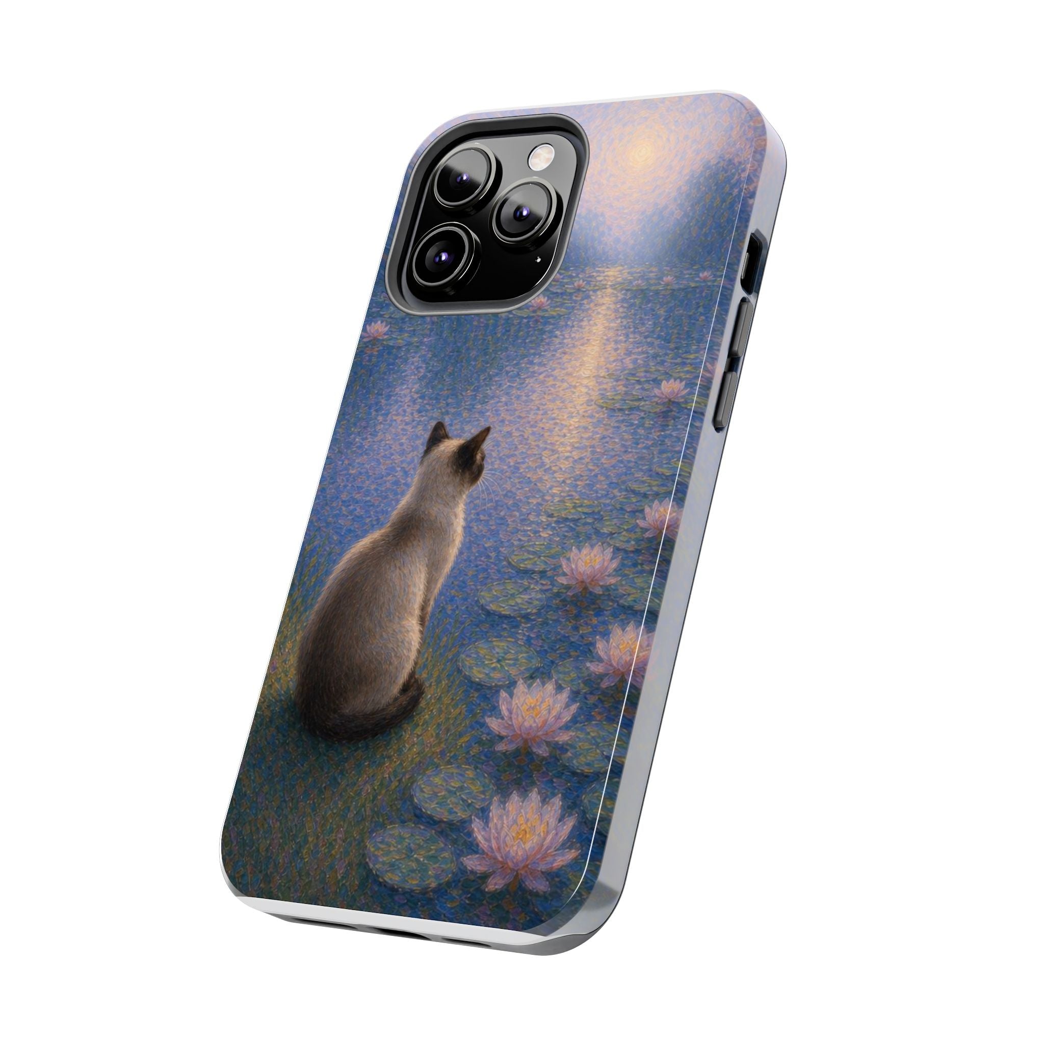 Siamese Cat by Moonlight Tough Phone Case – Waterlily Dream Protective Cover
