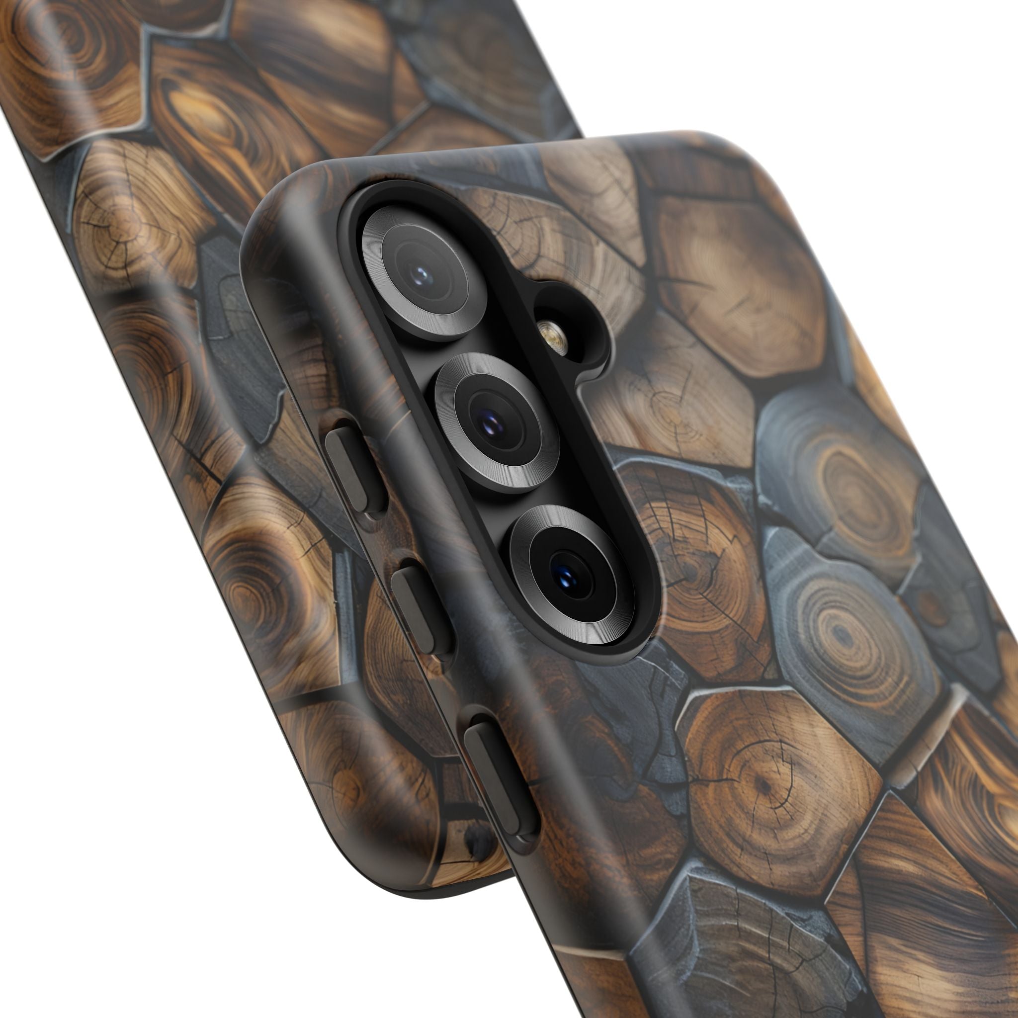 Wood Grain Hex Phone Case — Rustic Geometric iPhone Protection