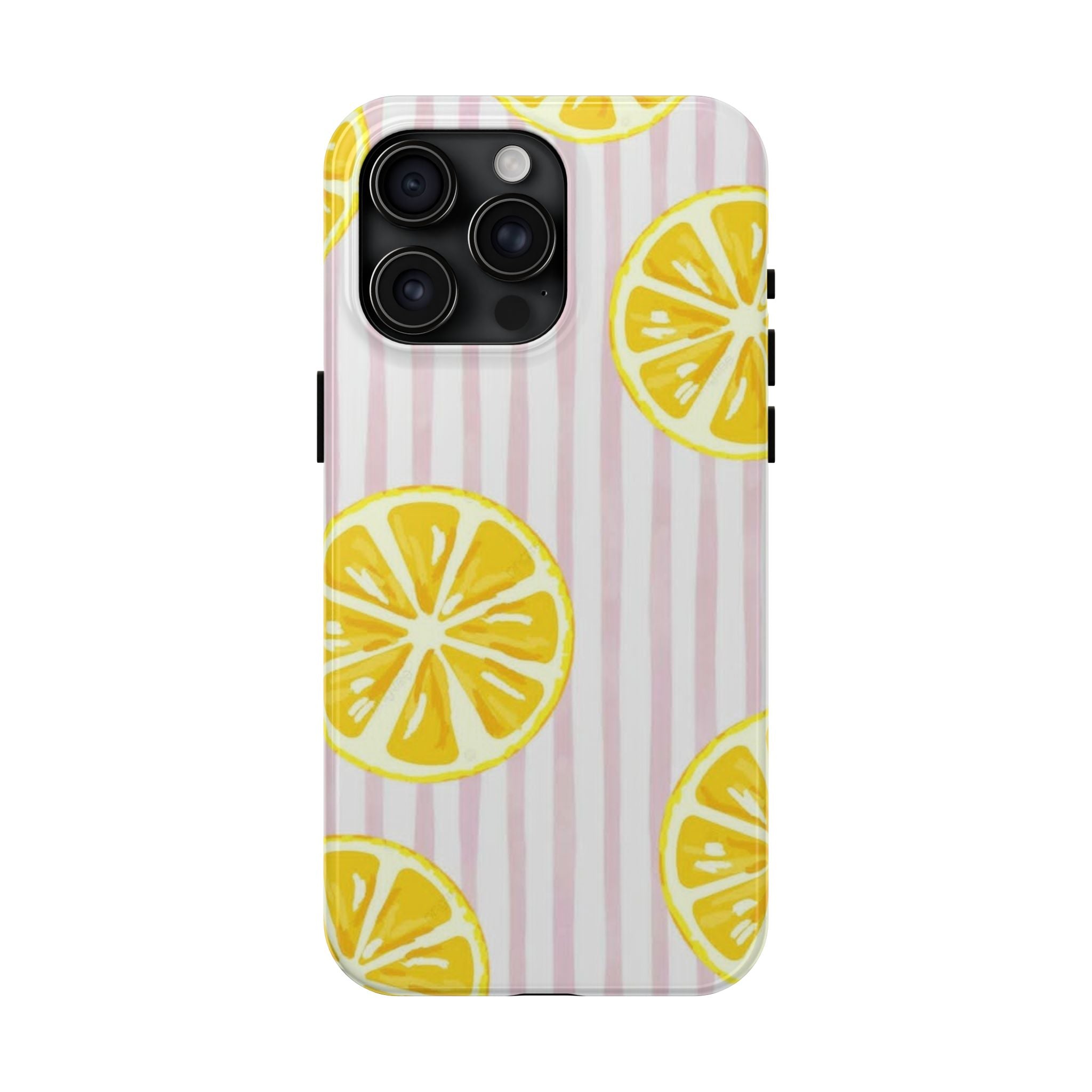 Lemon Slice Tough Phone Case — Pink Stripe Summer Protective Cover