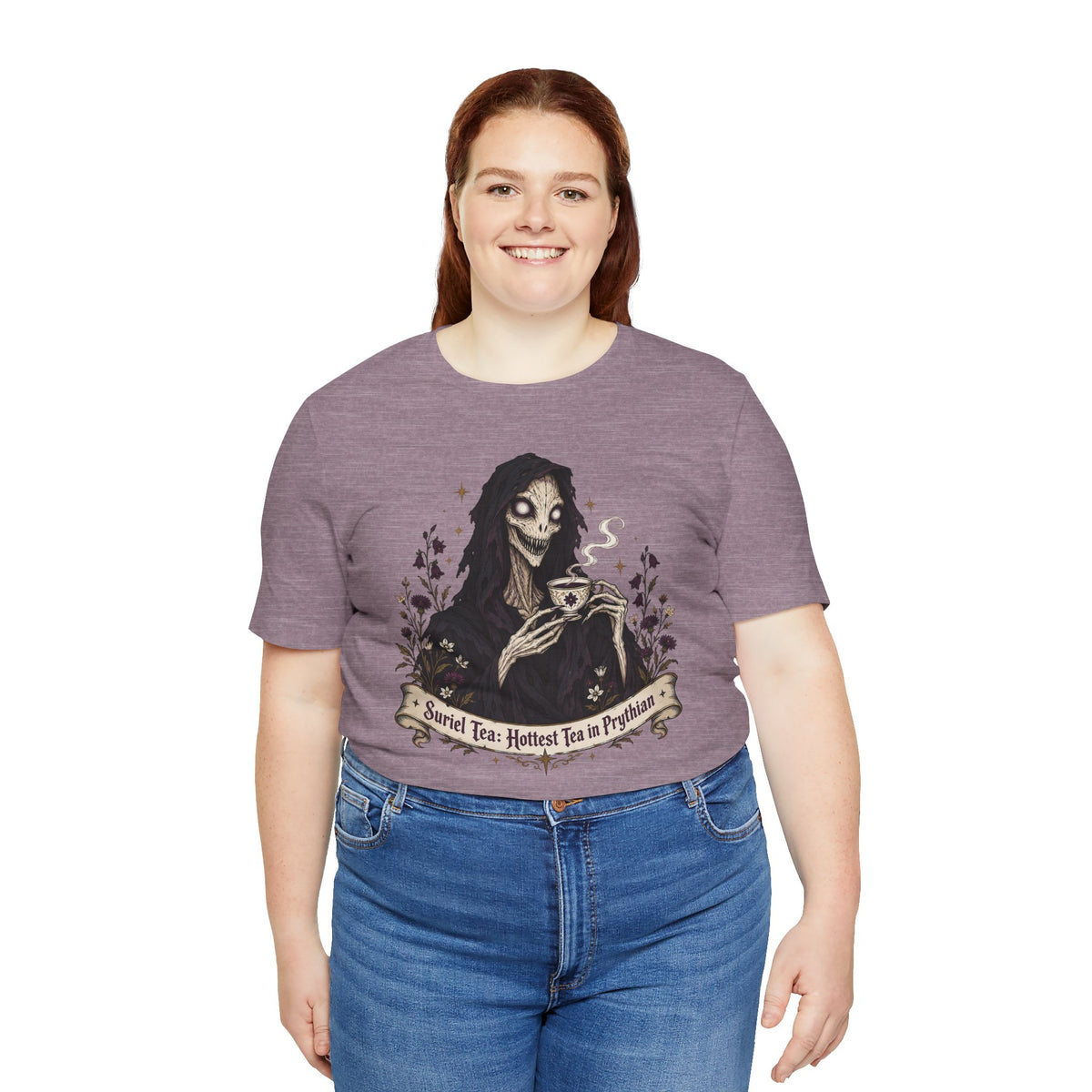 Gothic Reaper Tea T-Shirt — "Sorrel Tea: Hottest Tea in Purgatorium" Graphic Tee
