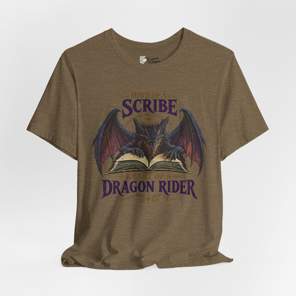 Scribe Dragon Rider T-Shirt — "Mind of a Scribe, Heart of a Dragon Rider" Fantasy Tee