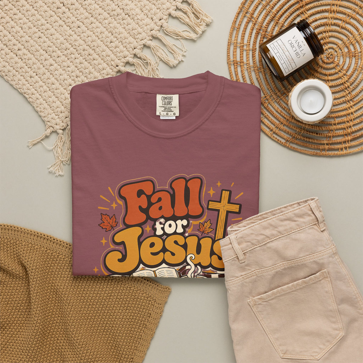 Fall for Jesus He Never Leaves Christian T-Shirt