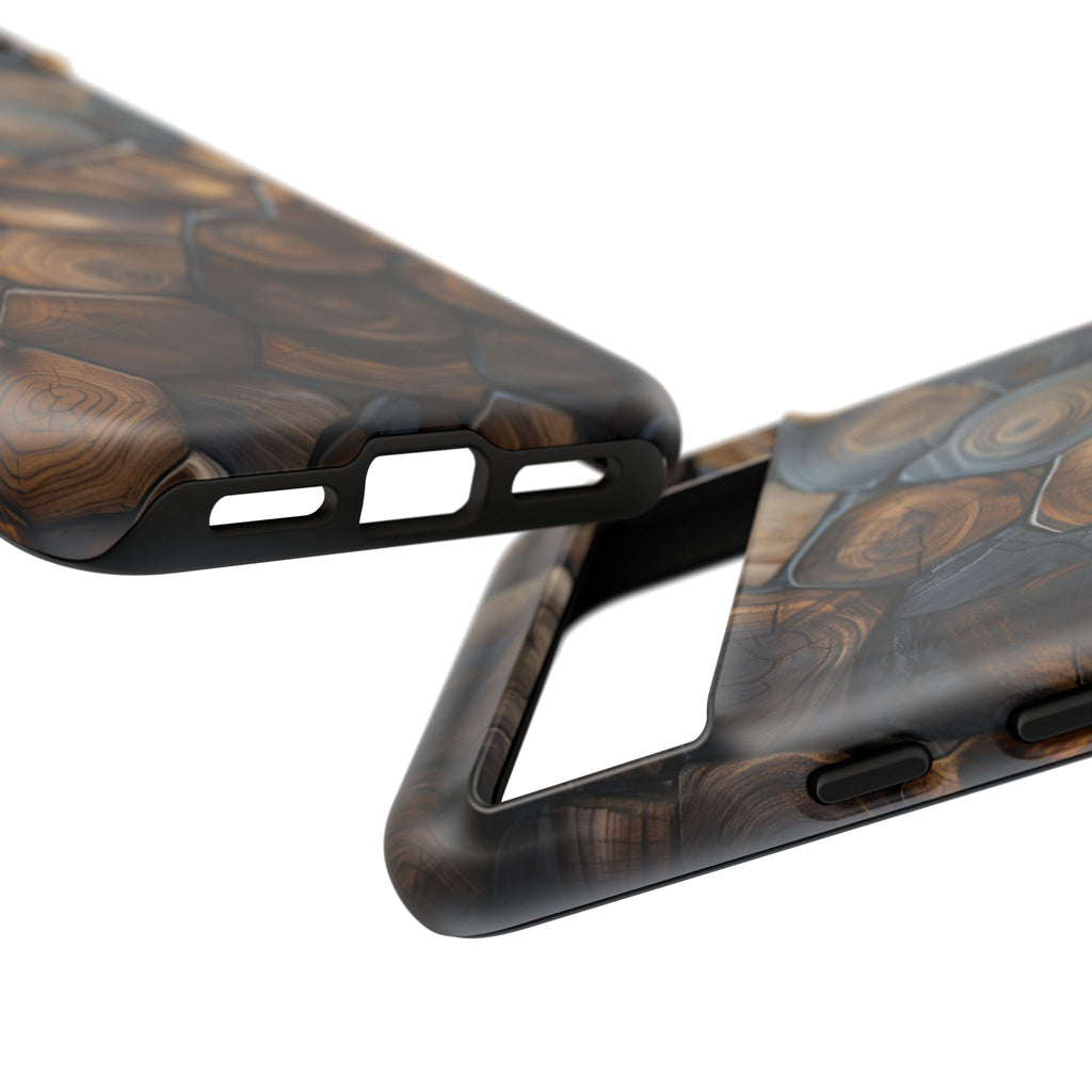 Wood Grain Hex Phone Case — Rustic Geometric iPhone Protection