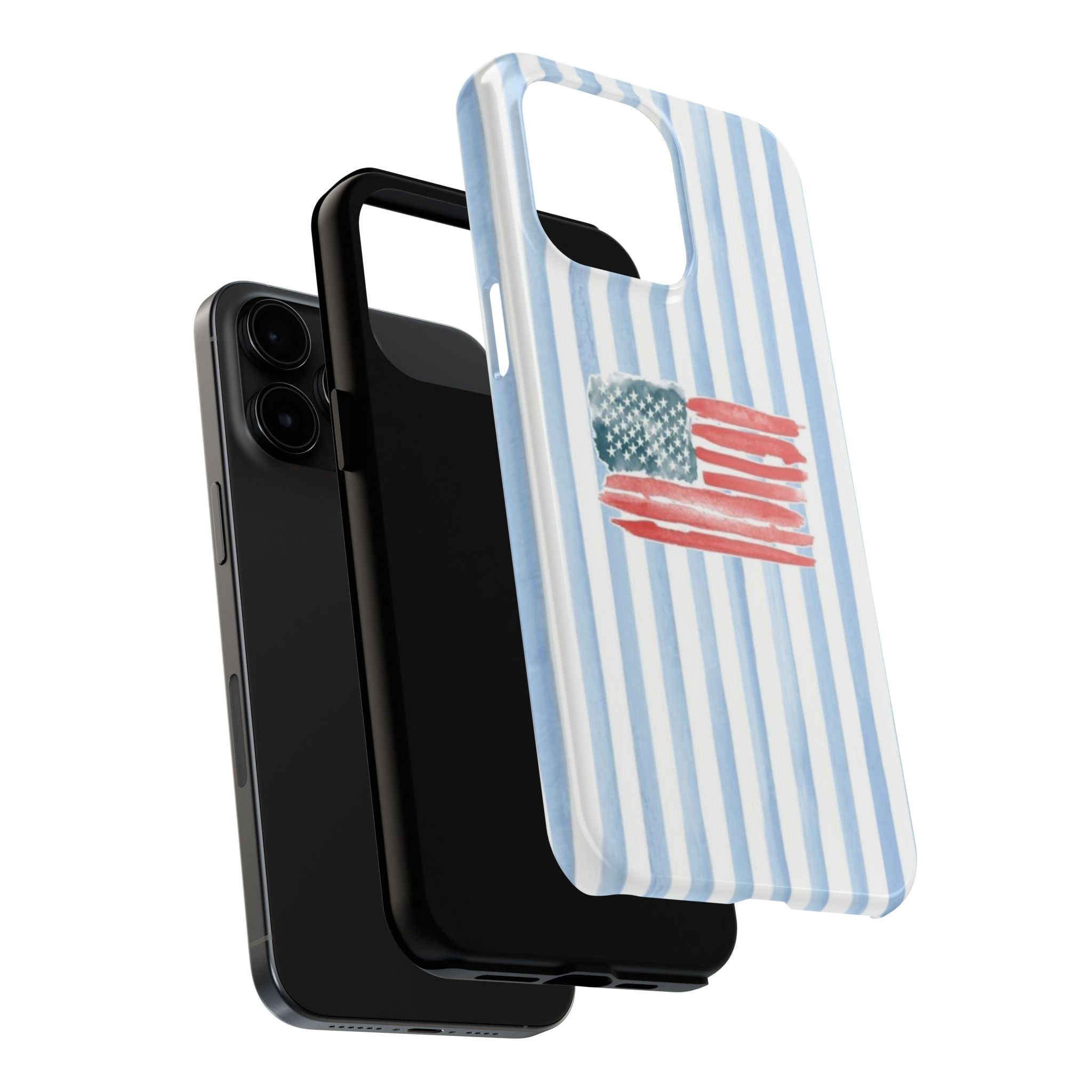 American Flag Watercolor Tough Phone Case — Blue Striped Patriotic Phone Case