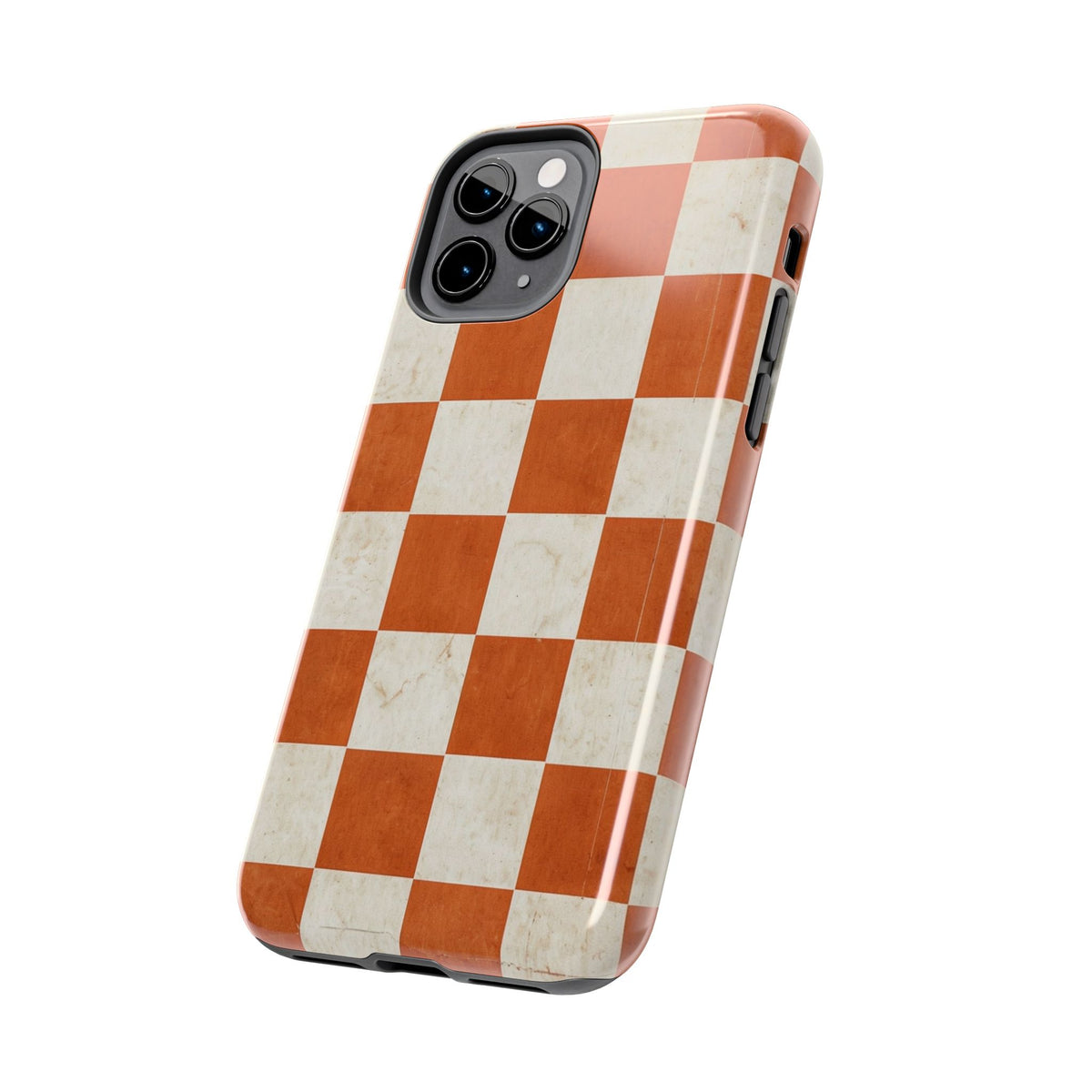 Orange and Cream Checkerboard Tough Phone Case