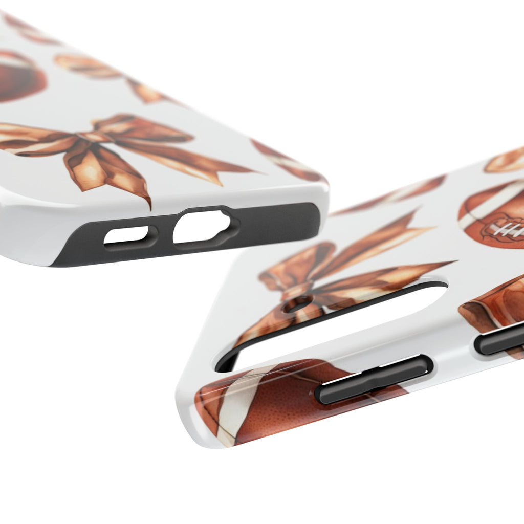 Tough Phone Case – Football & Bow Pattern