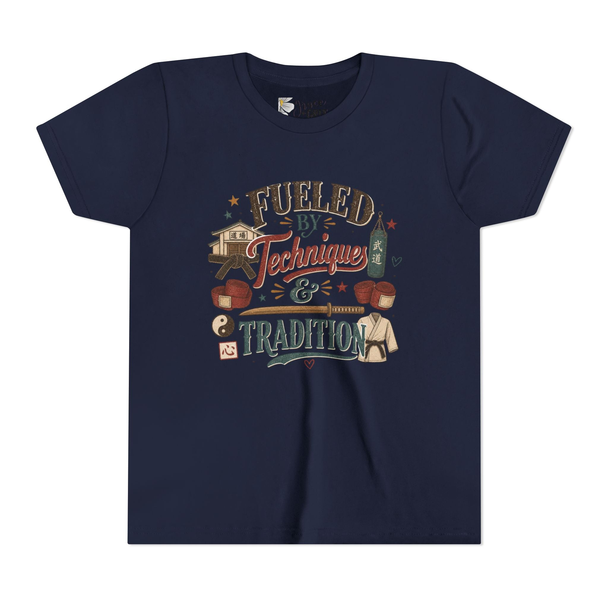 Fueled by Techniques & Tradition Youth Tee | Martial Arts Karate Graphic Shirt