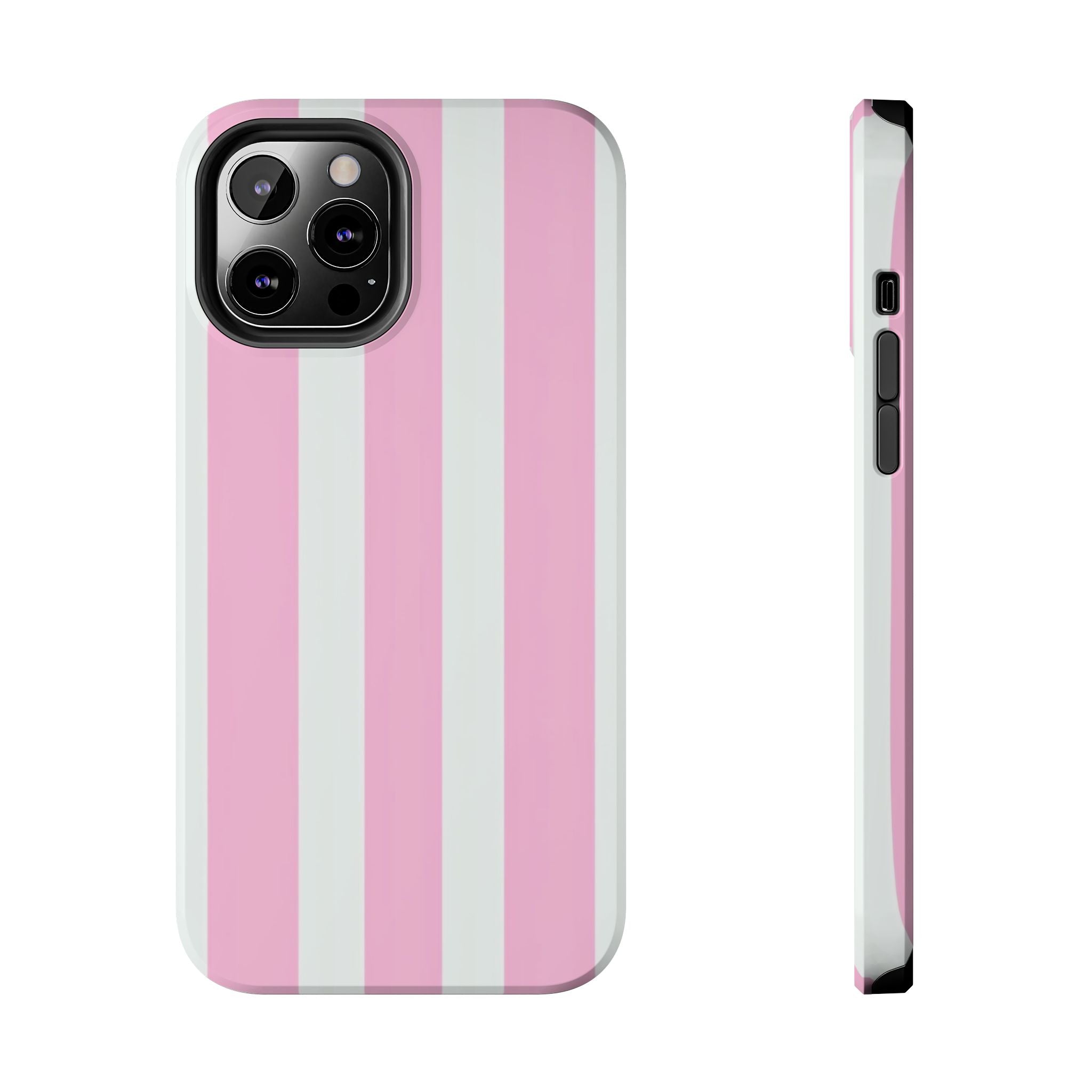 Pink & White Stripe Tough Phone Case — Protective Stripe iPhone Cover