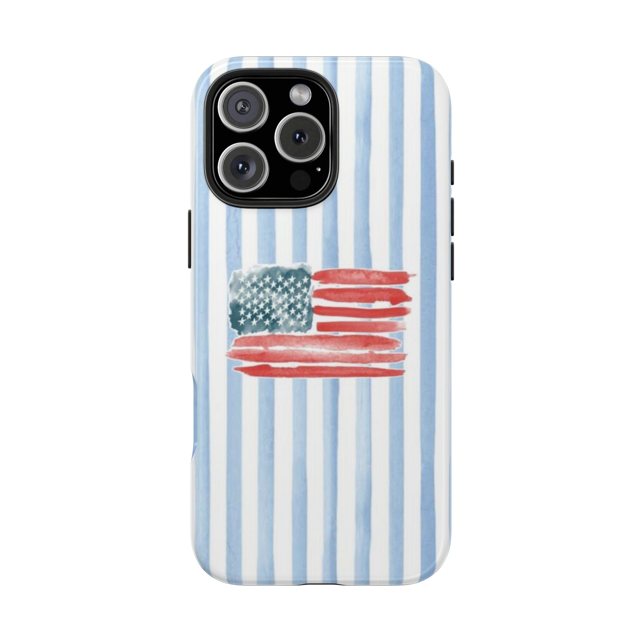 American Flag Watercolor Tough Phone Case — Blue Striped Patriotic Phone Case