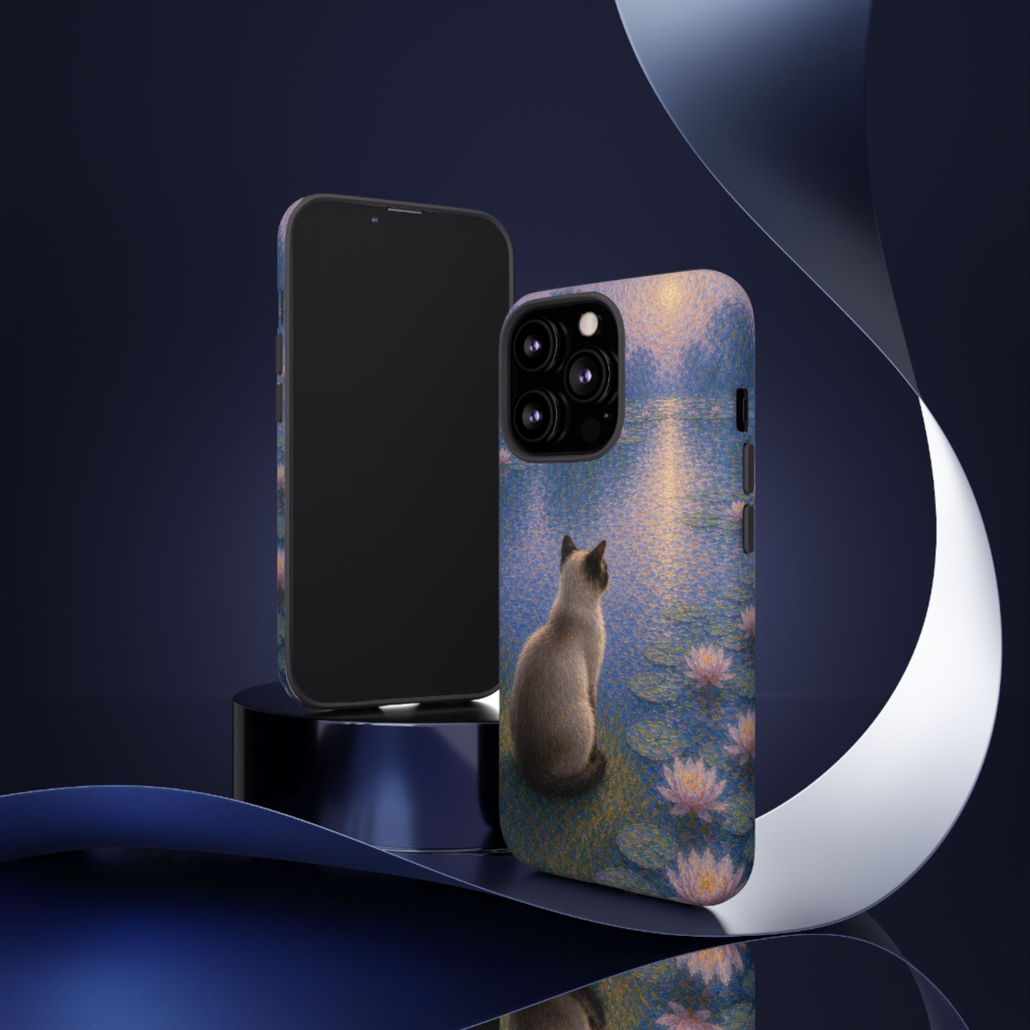 Cat Moonlight Phone Case — Serene Siamese by Lily Pond