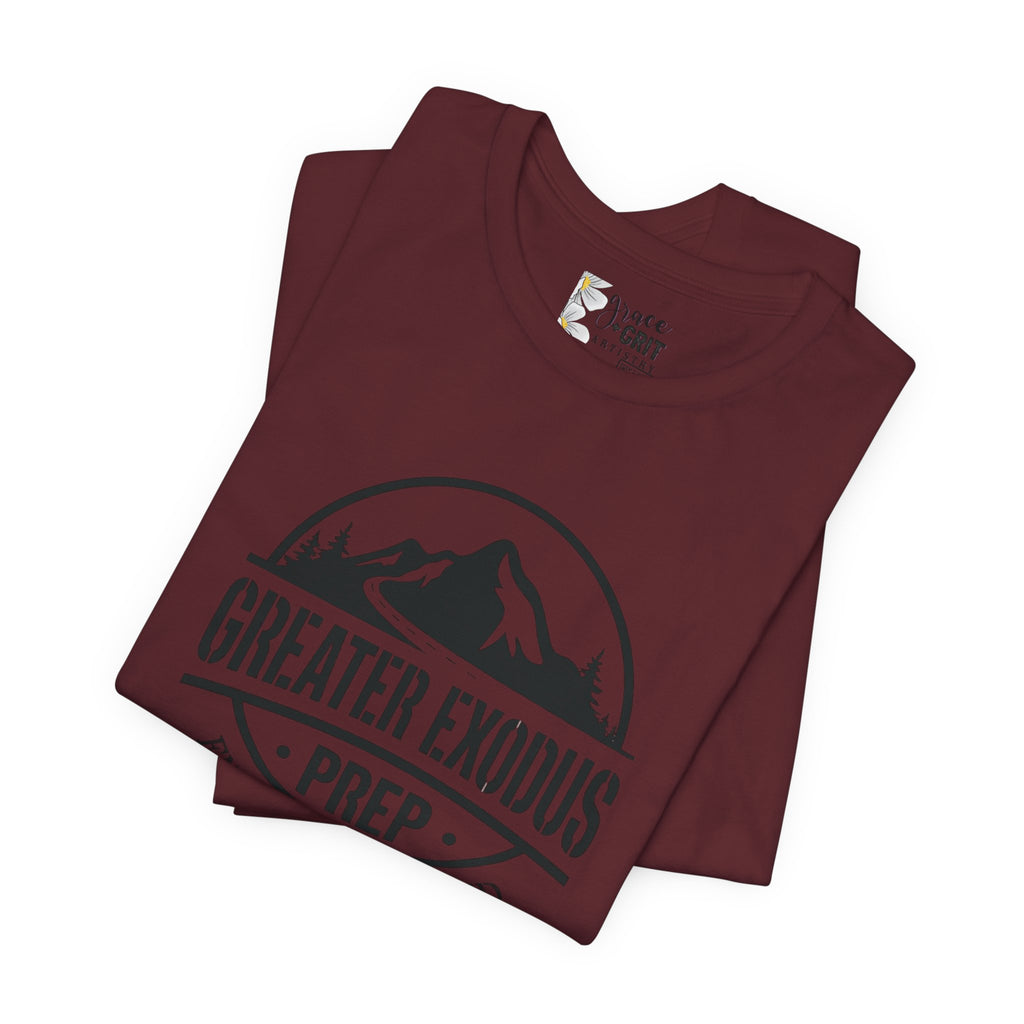 Greater Exodus Prep T-Shirt — Mountain Logo “Endure to the End” Adventure Tee