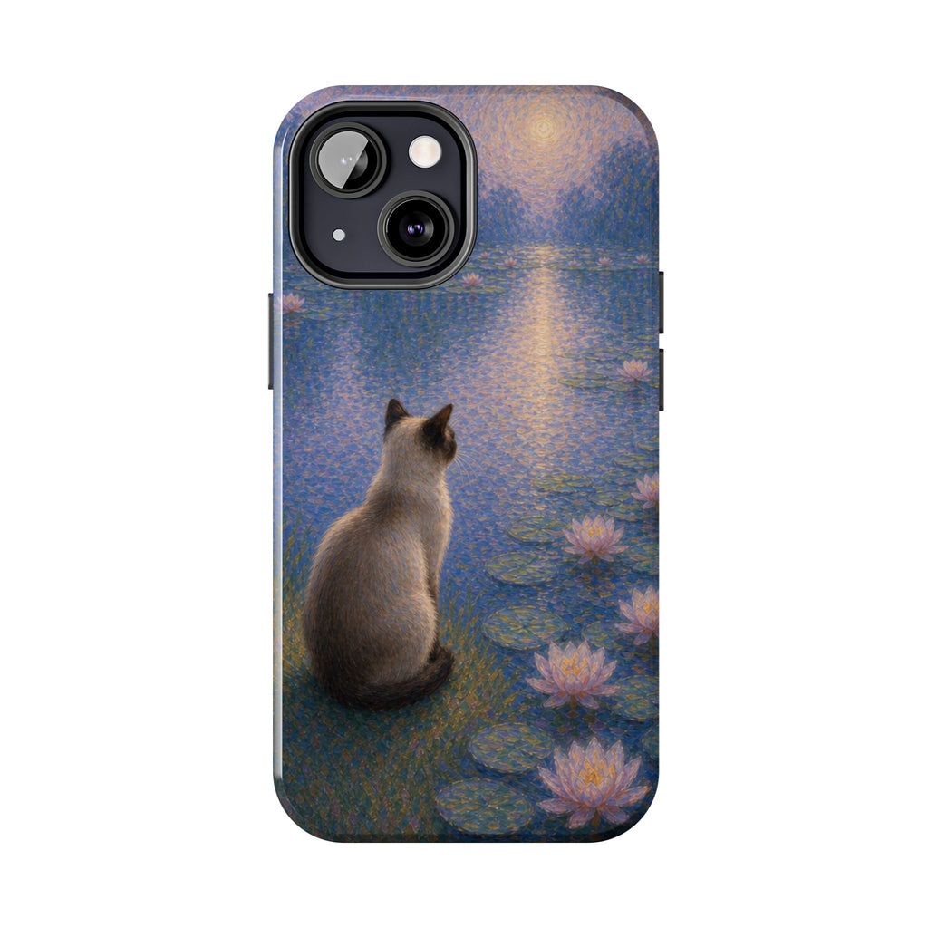 Siamese Cat by Moonlight Tough Phone Case – Waterlily Dream Protective Cover
