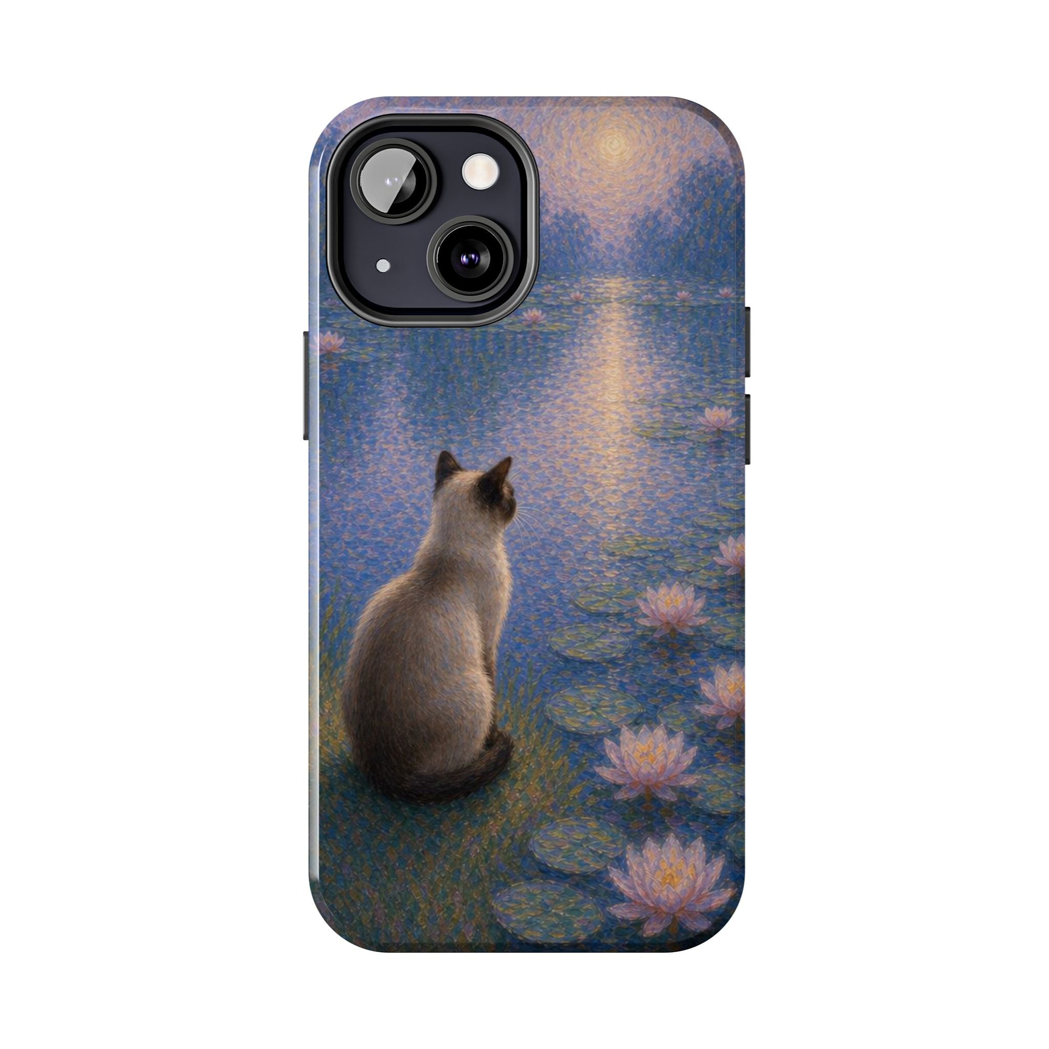 Siamese Cat by Moonlight Tough Phone Case – Waterlily Dream Protective Cover
