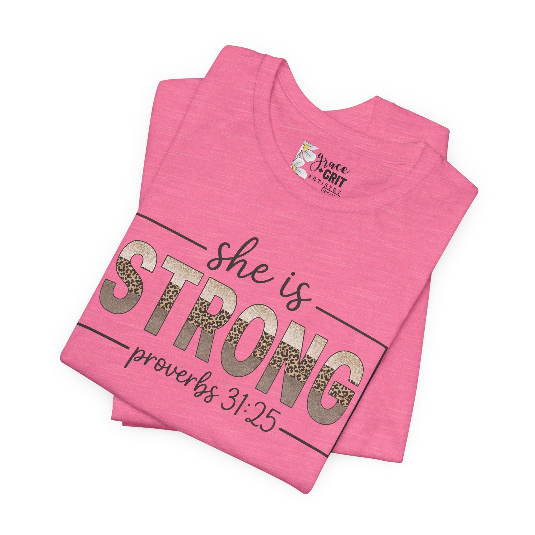 She Is Strong Floral Tee — Inspirational Women's Strength T-Shirt