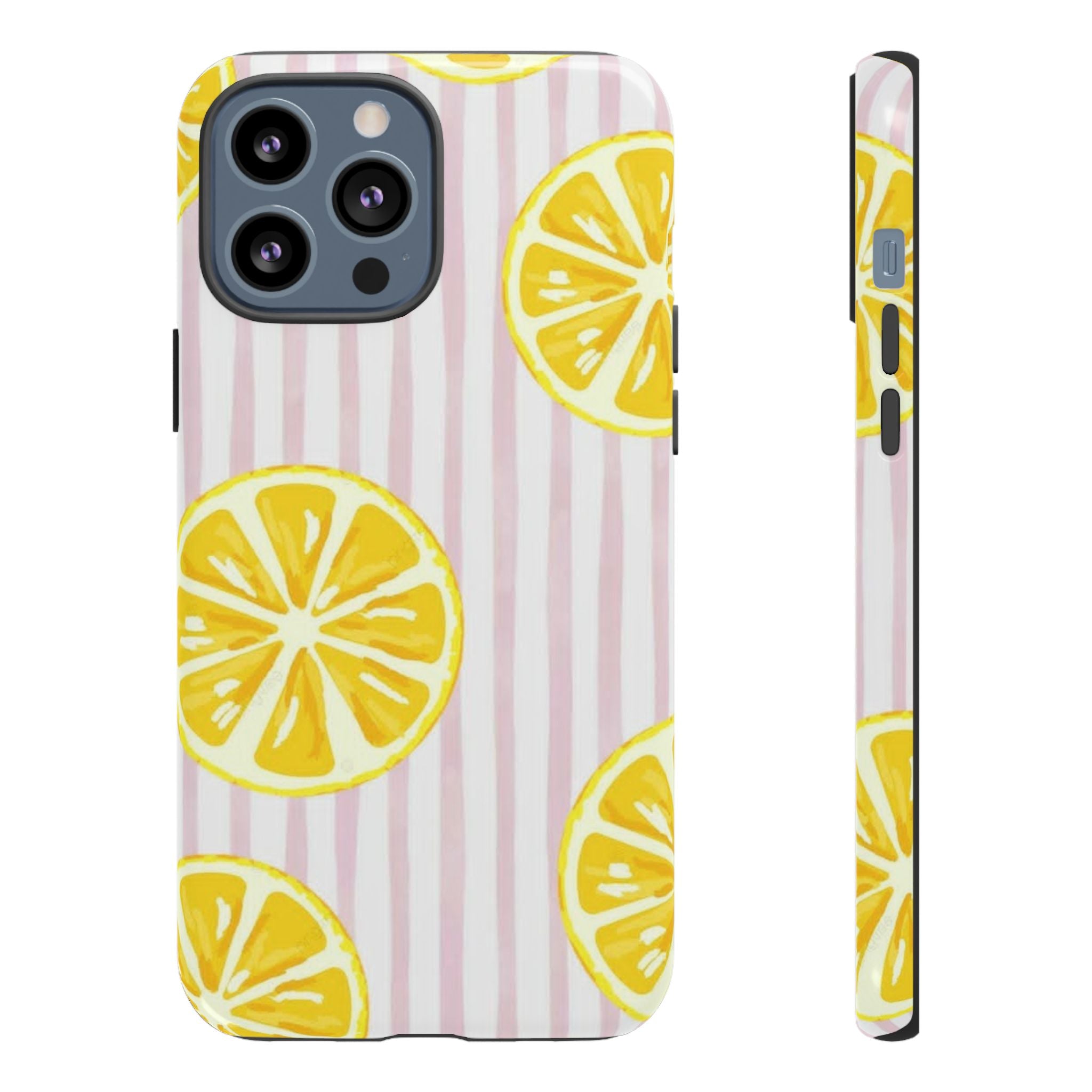 Lemon Slices Tough Case — Cute Pink Stripe Phone Cover