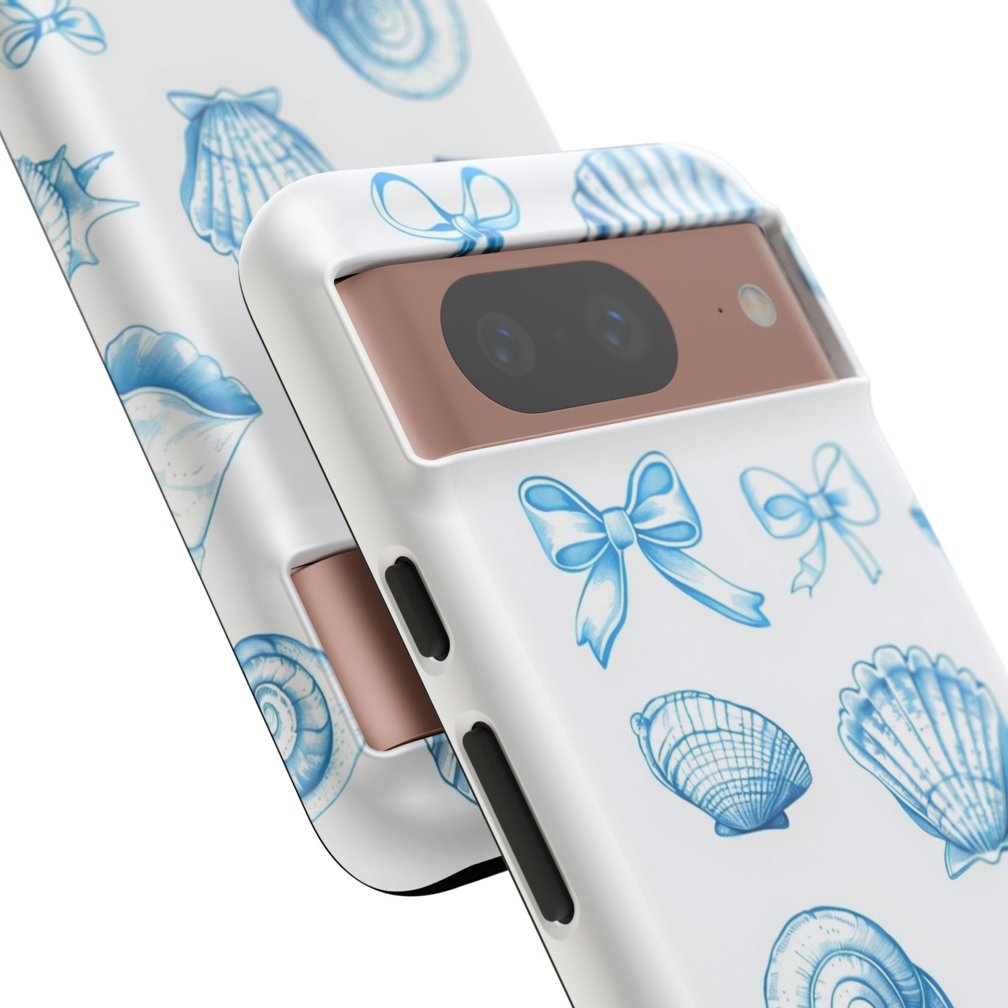 Seaside Shells Phone Case — Blue Nautical Shell & Starfish Pattern