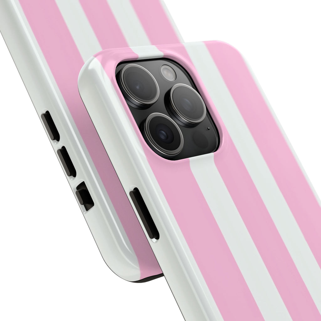 Pink & White Stripe Tough Phone Case — Protective Stripe iPhone Cover