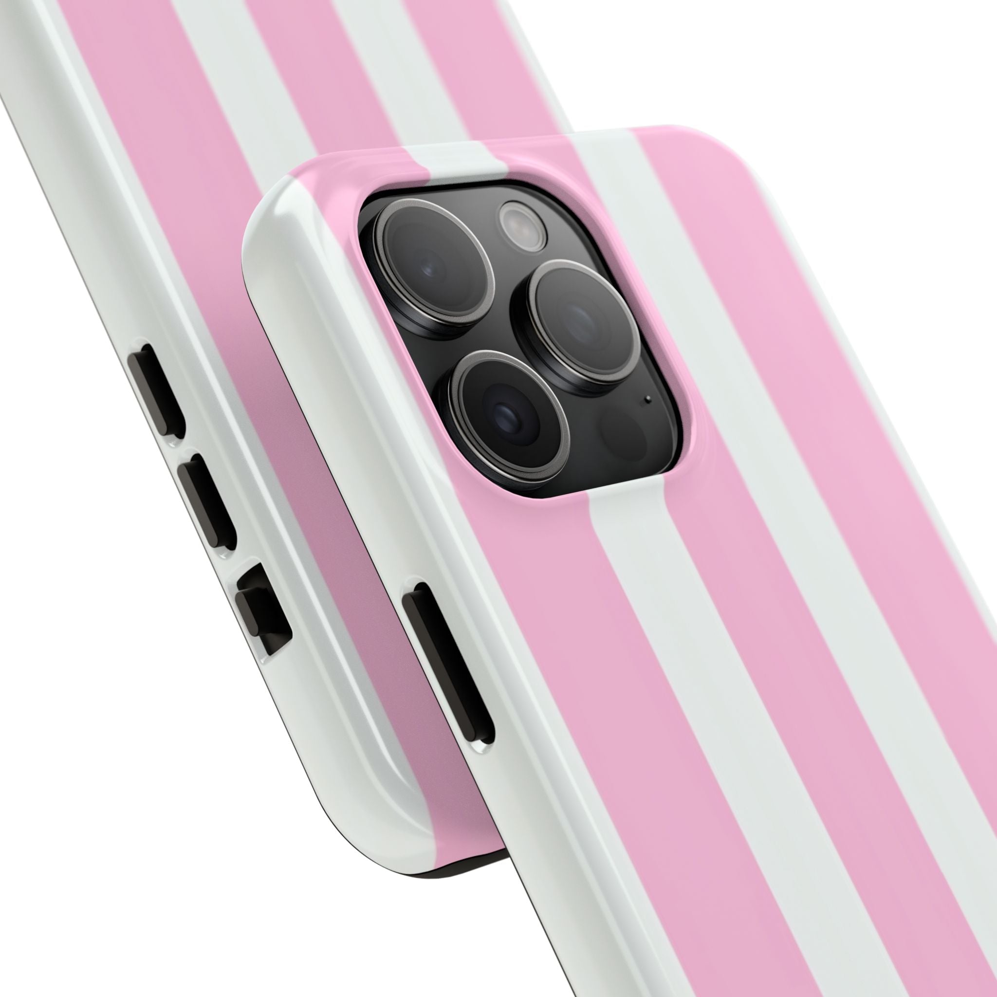Pink & White Stripe Tough Phone Case — Protective Stripe iPhone Cover