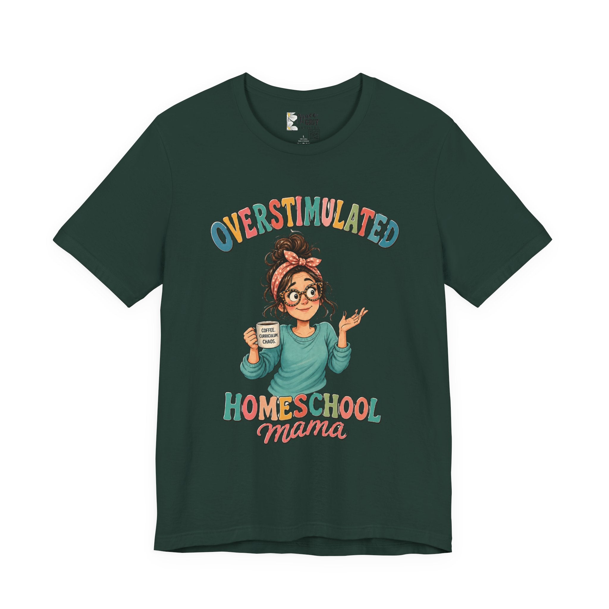 Homeschool Mama T-Shirt – “Overstimulated” Cute Mom Graphic Tee
