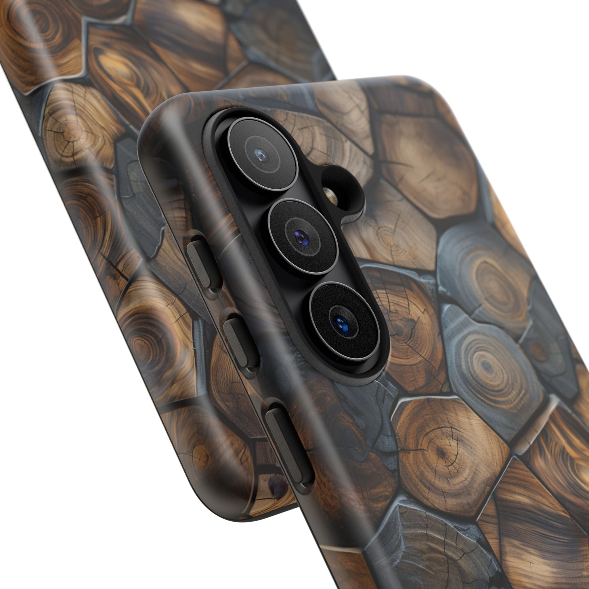 Wood Grain Hex Phone Case — Rustic Geometric iPhone Protection