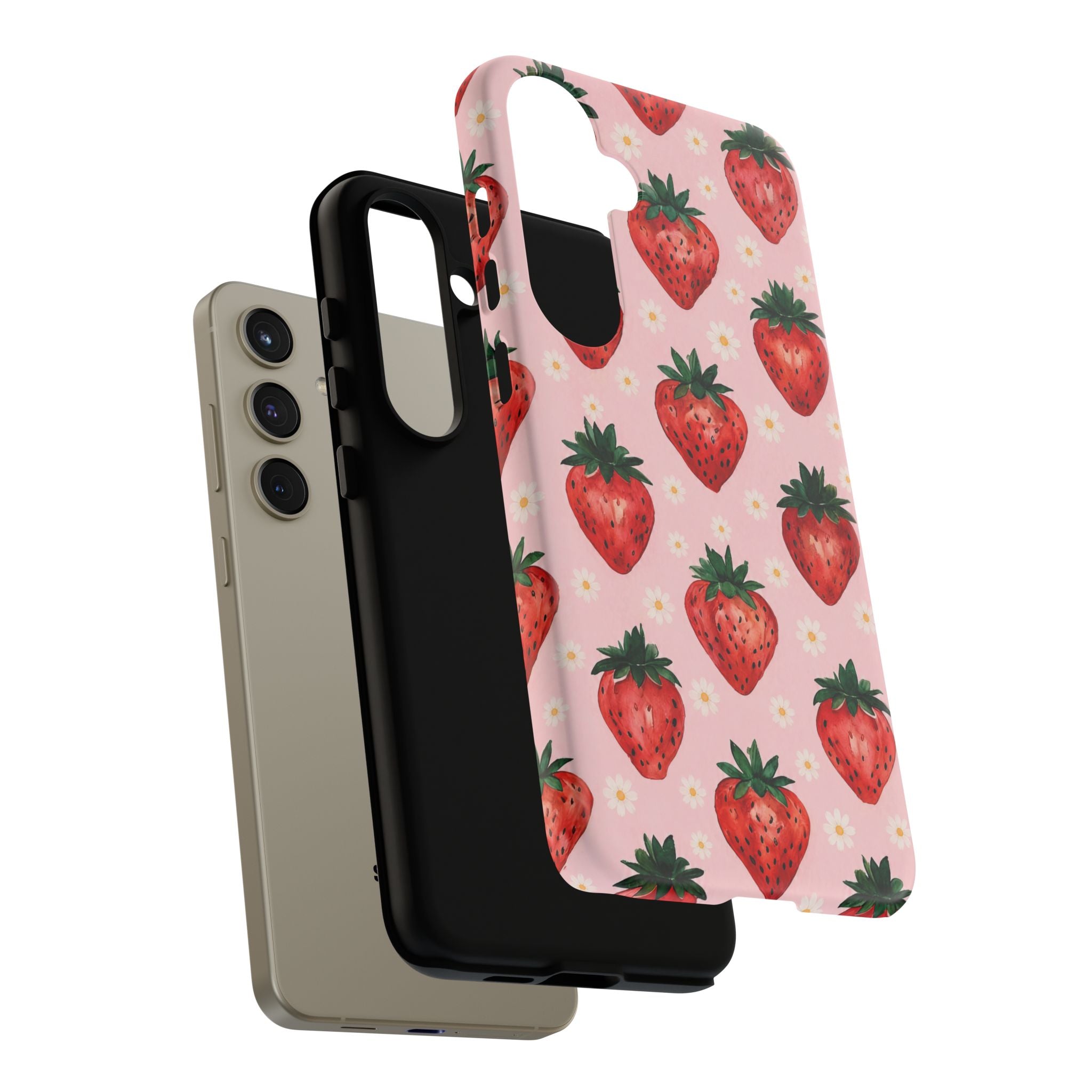 Strawberry Pattern Tough Case — Cute Pink Fruit Phone Case