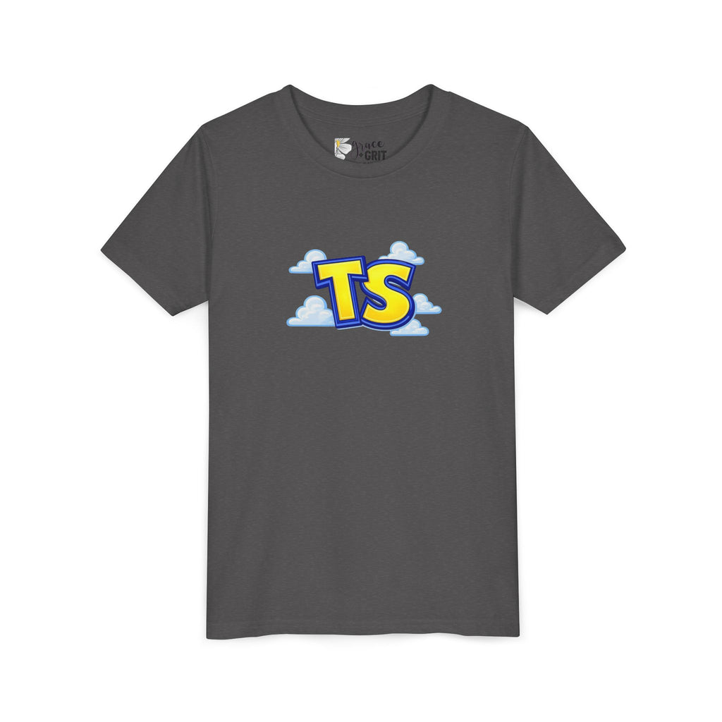 Youth Tee — Playful 'TS' Cloud Logo Kids T-Shirt