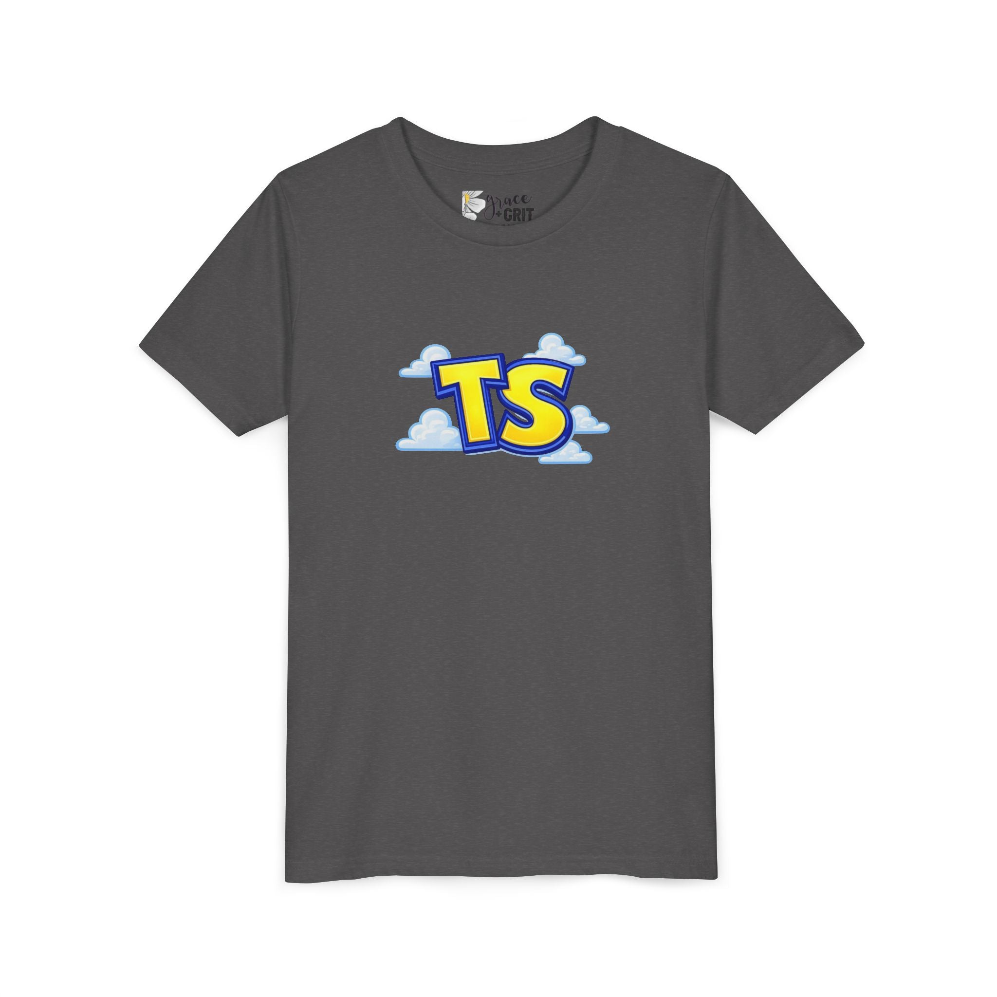 Youth Tee — Playful 'TS' Cloud Logo Kids T-Shirt