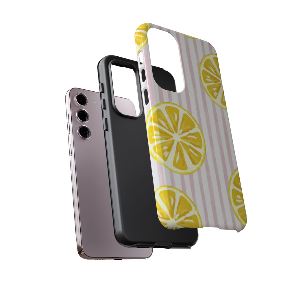 Lemon Slices Tough Case — Cute Pink Stripe Phone Cover