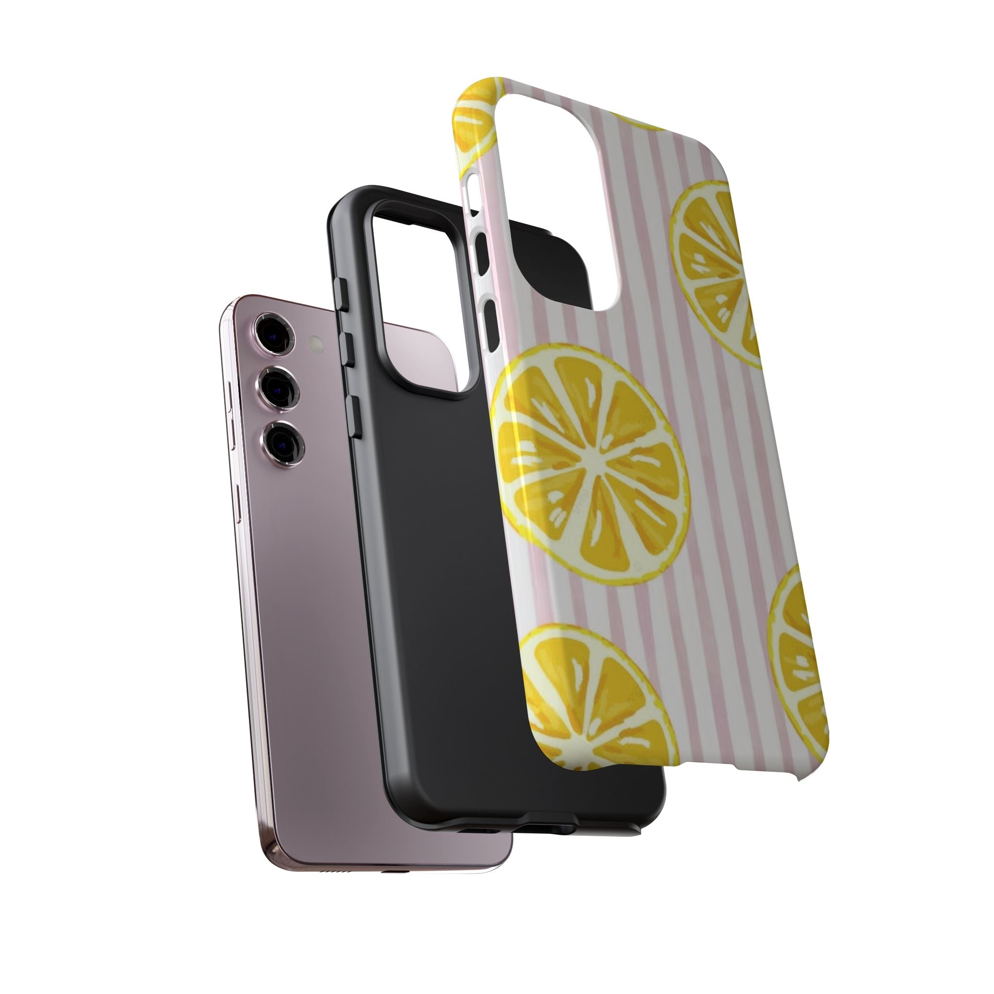 Lemon Slices Tough Case — Cute Pink Stripe Phone Cover