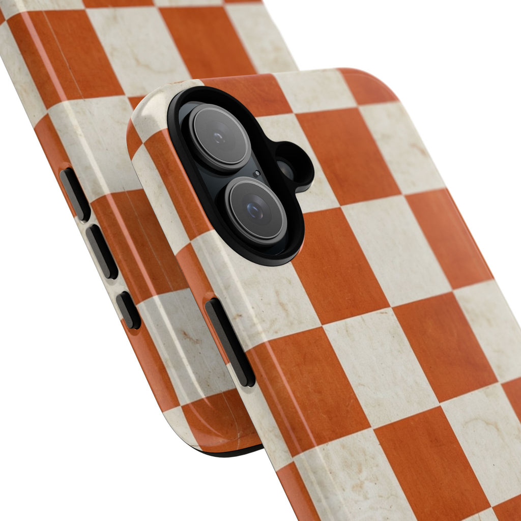 Vintage Orange Checkerboard Tough Phone Case