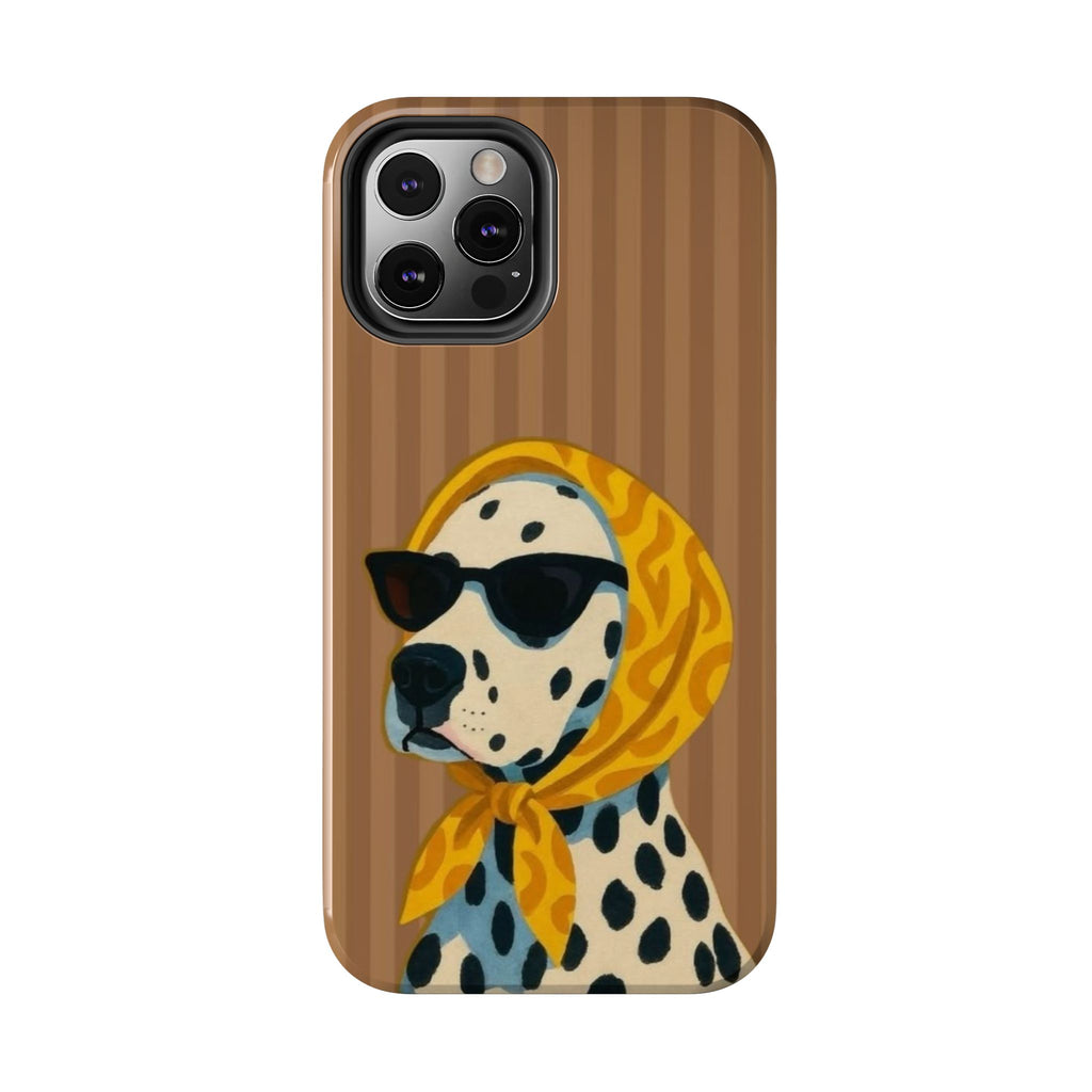 Dalmatian in Scarf Tough Phone Case — Retro Dog Print Protective Cover