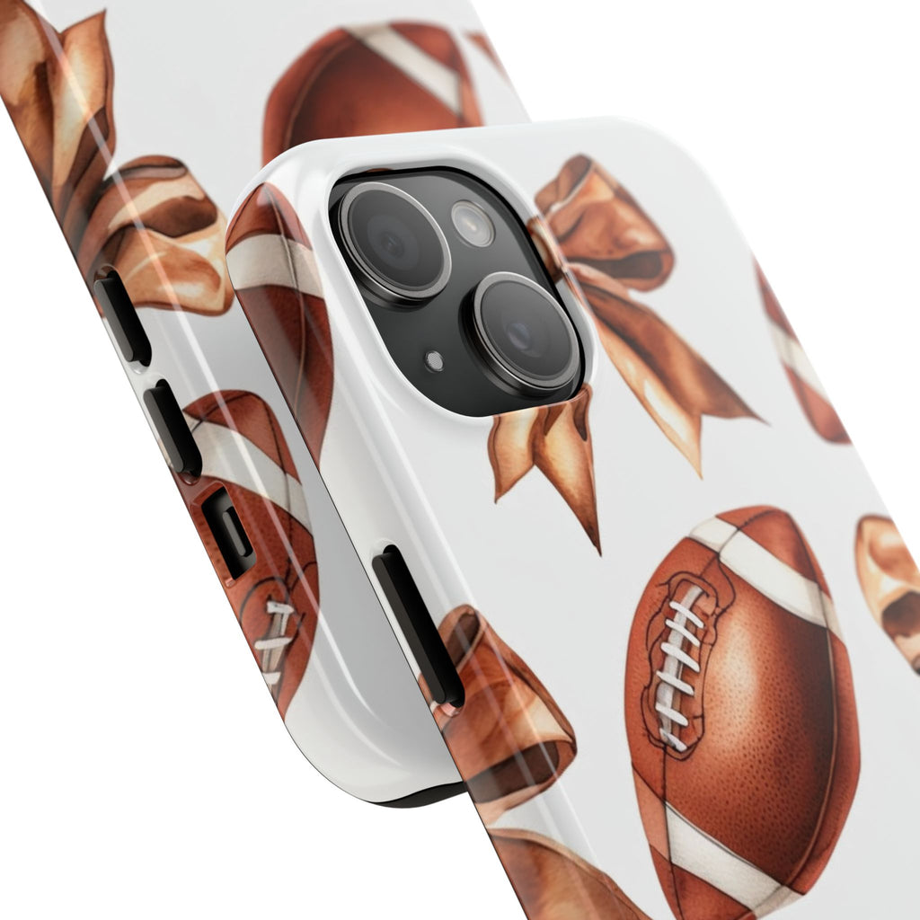Tough Phone Case – Football & Bow Pattern