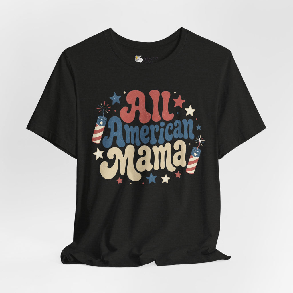 All American Mama T-Shirt – Vintage Patriotic Mom Tee (4th of July)