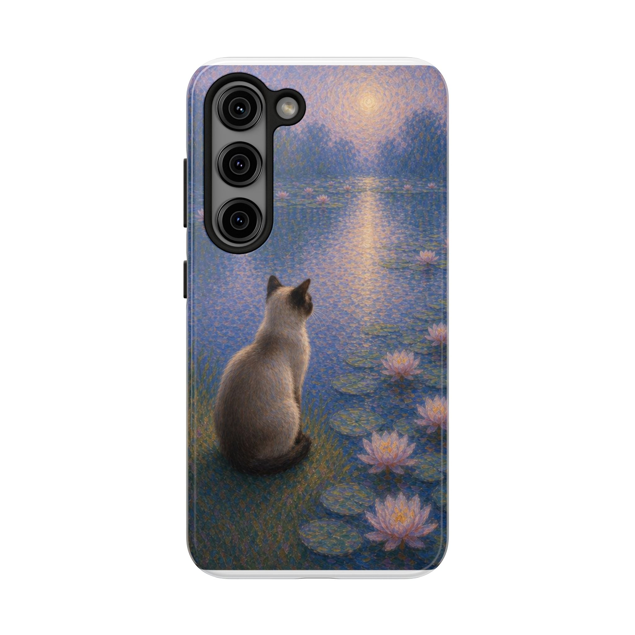 Siamese Cat by Moonlight Tough Phone Case – Waterlily Dream Protective Cover