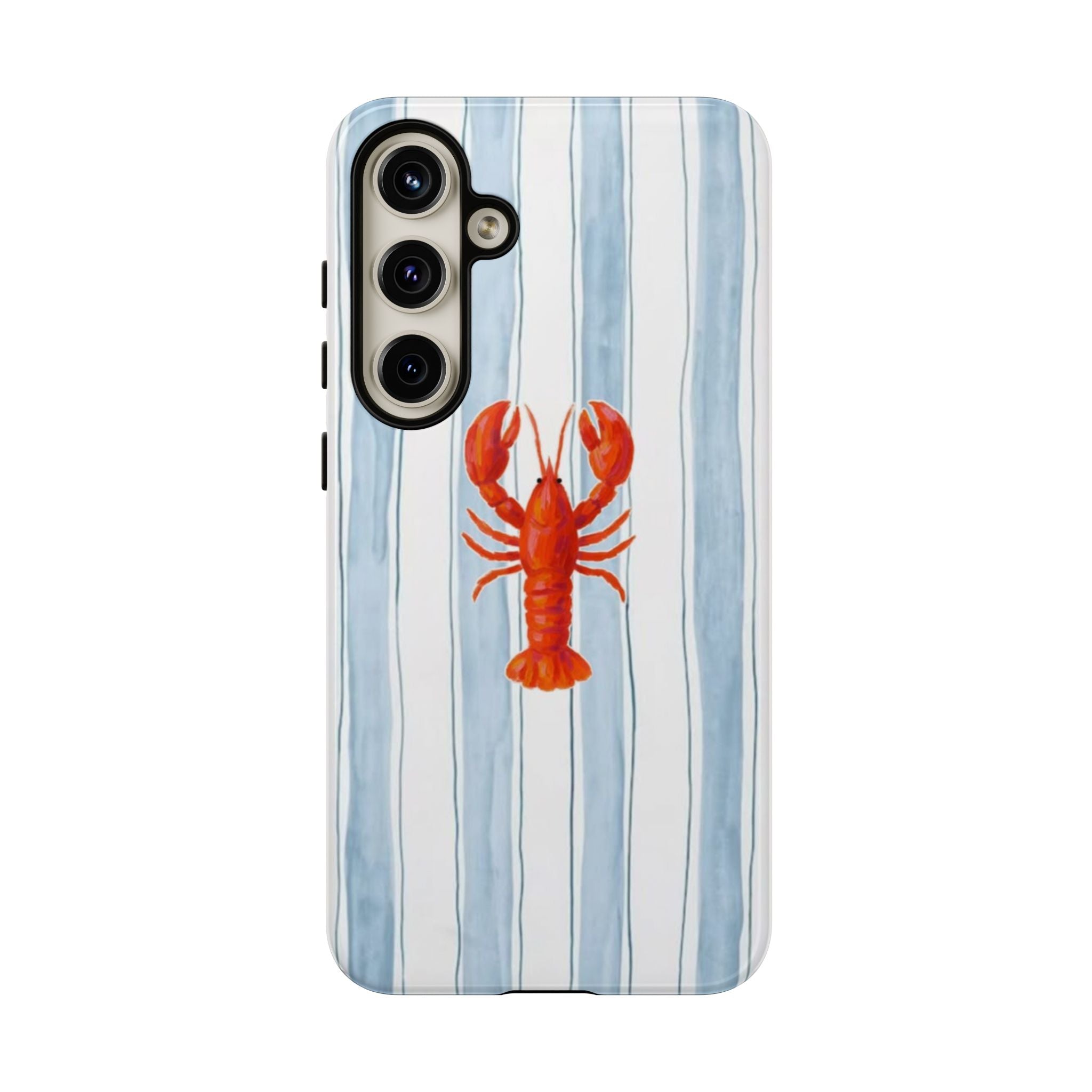 Lobster Stripe Phone Case — Nautical Blue & White Protective Cover