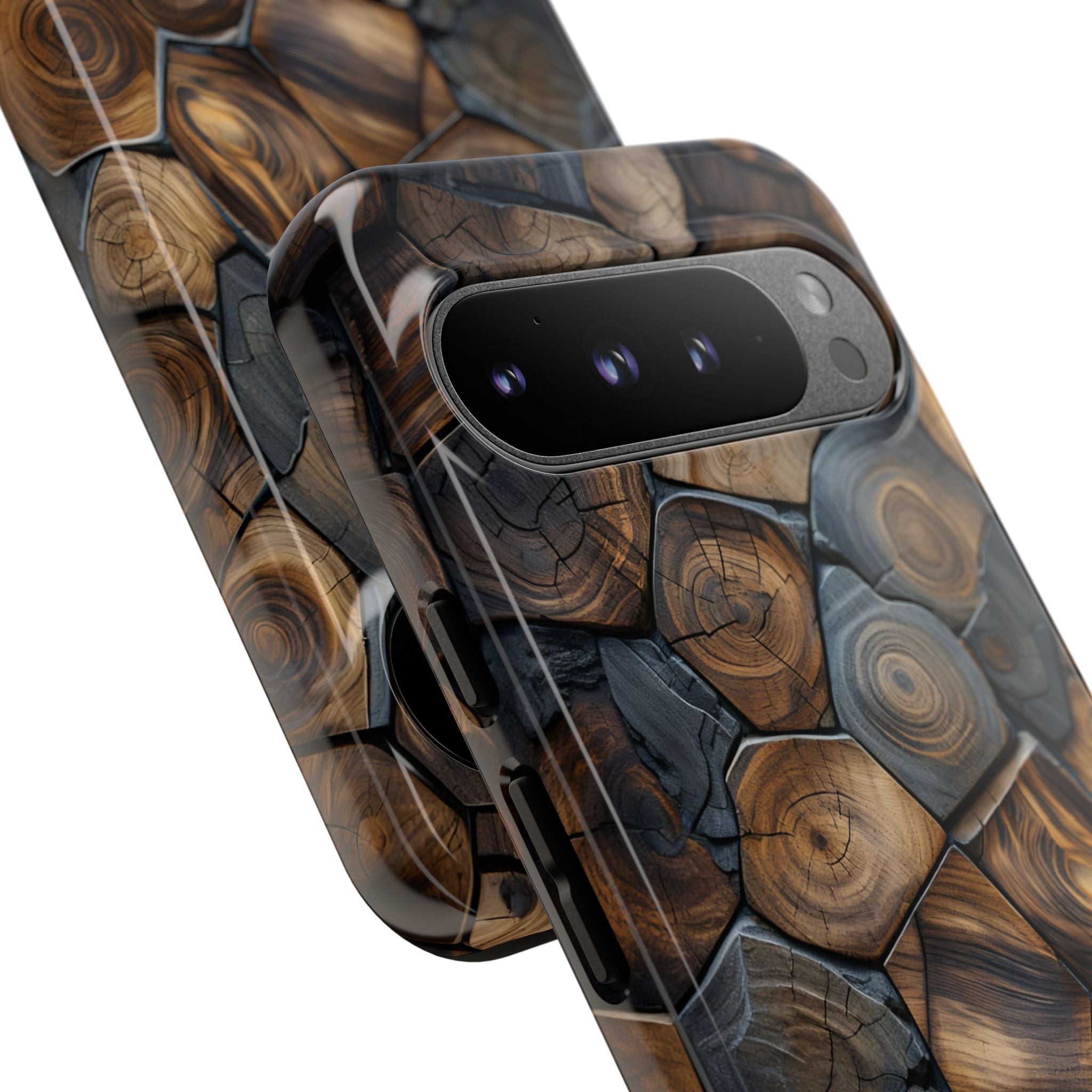 Wood Grain Hex Phone Case — Rustic Geometric iPhone Protection