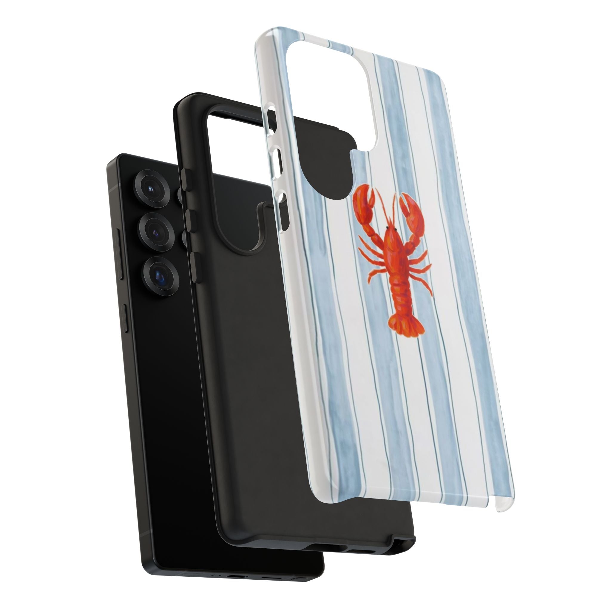 Lobster Stripe Phone Case — Nautical Blue & White Protective Cover