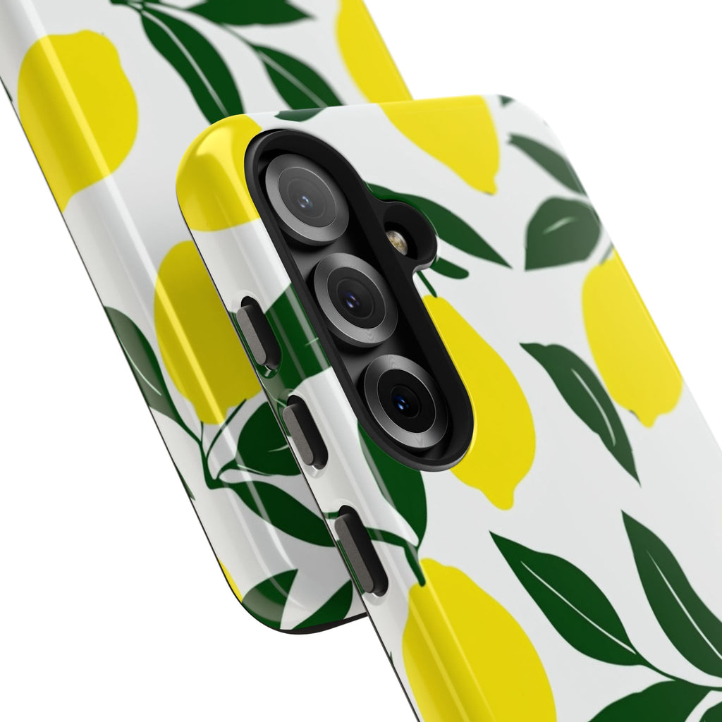Lemon Pattern Tough Phone Case — Bright Citrus Protective Phone Cover