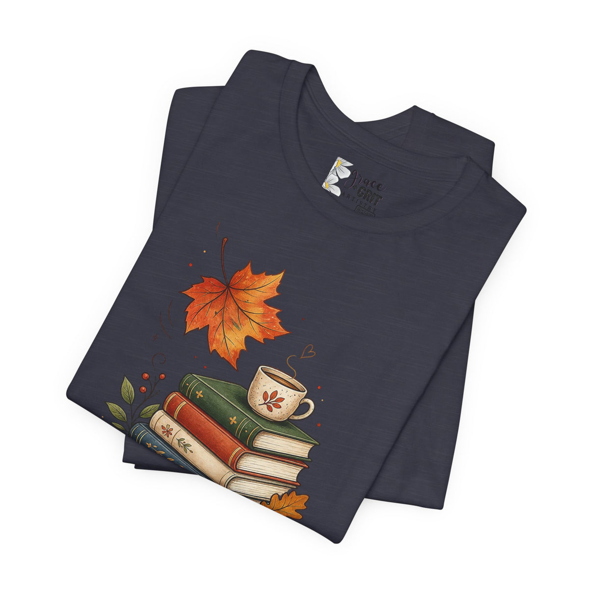 Fall Homeschool T‑Shirt – “Falling into Homeschool” Autumn Books & Coffee Tee