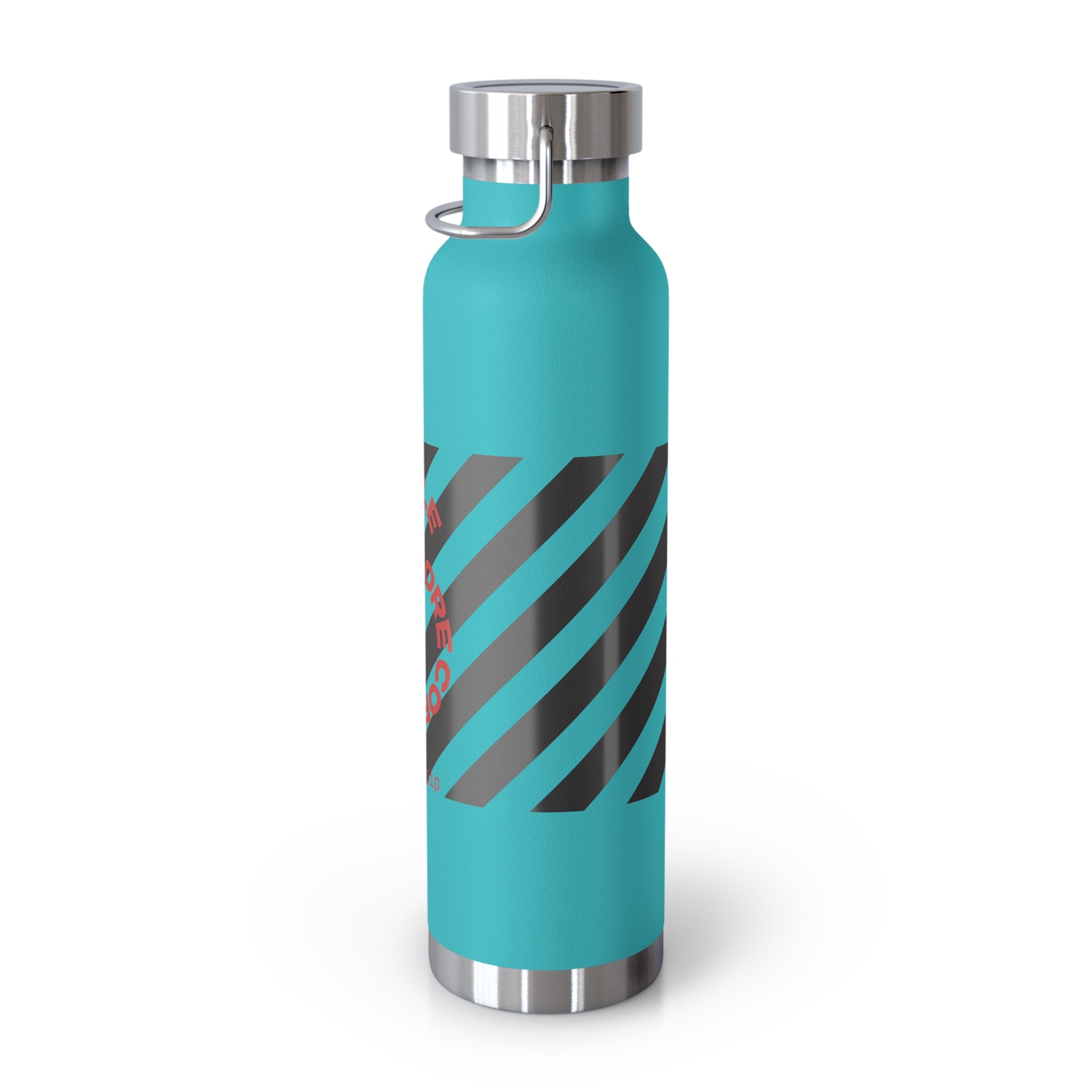 22oz Vacuum Water Bottle — Striped ‘Coffee, Hustle, More’ Insulated Stainless Flask