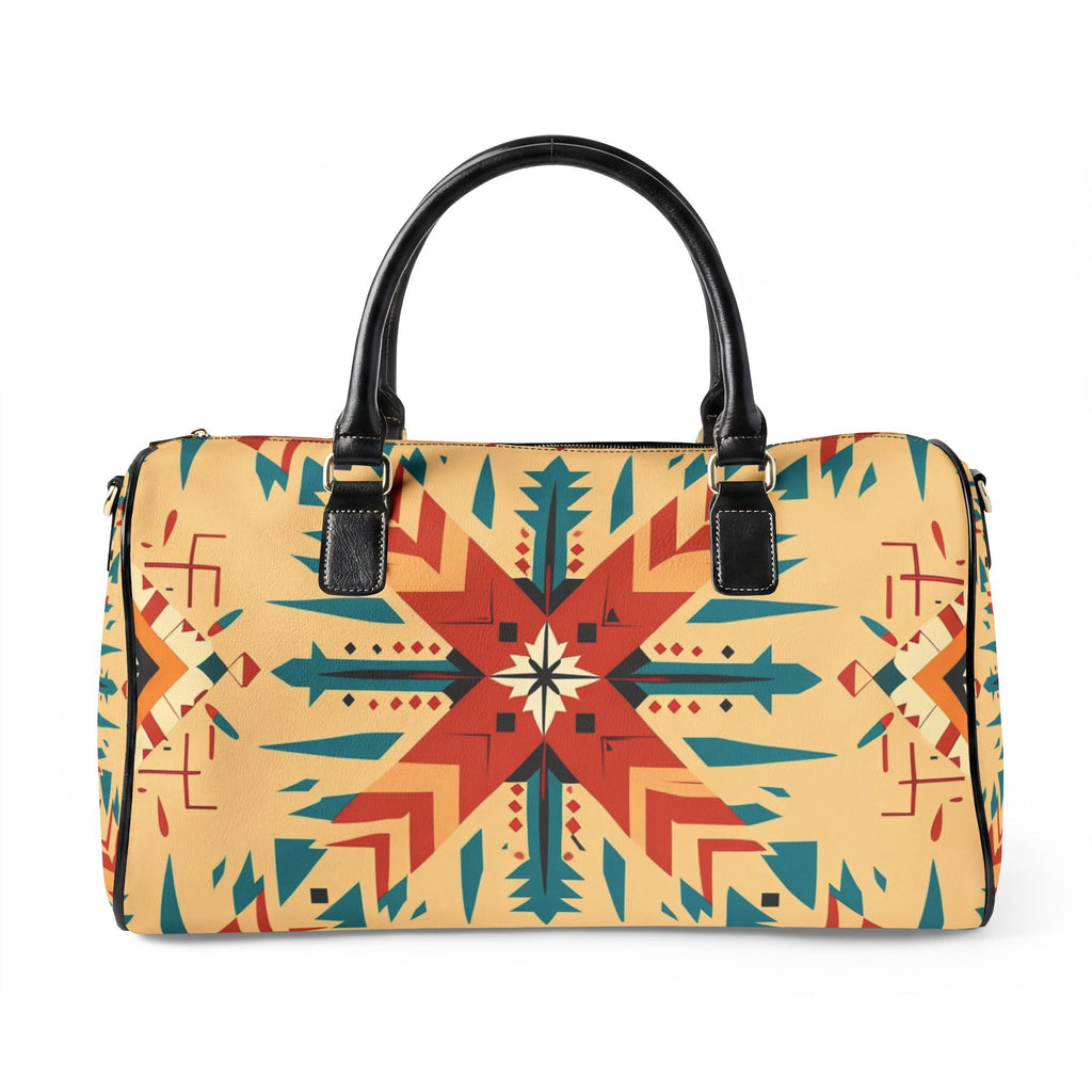 Faux Leather Travel Bag with Southwestern Geometric Pattern