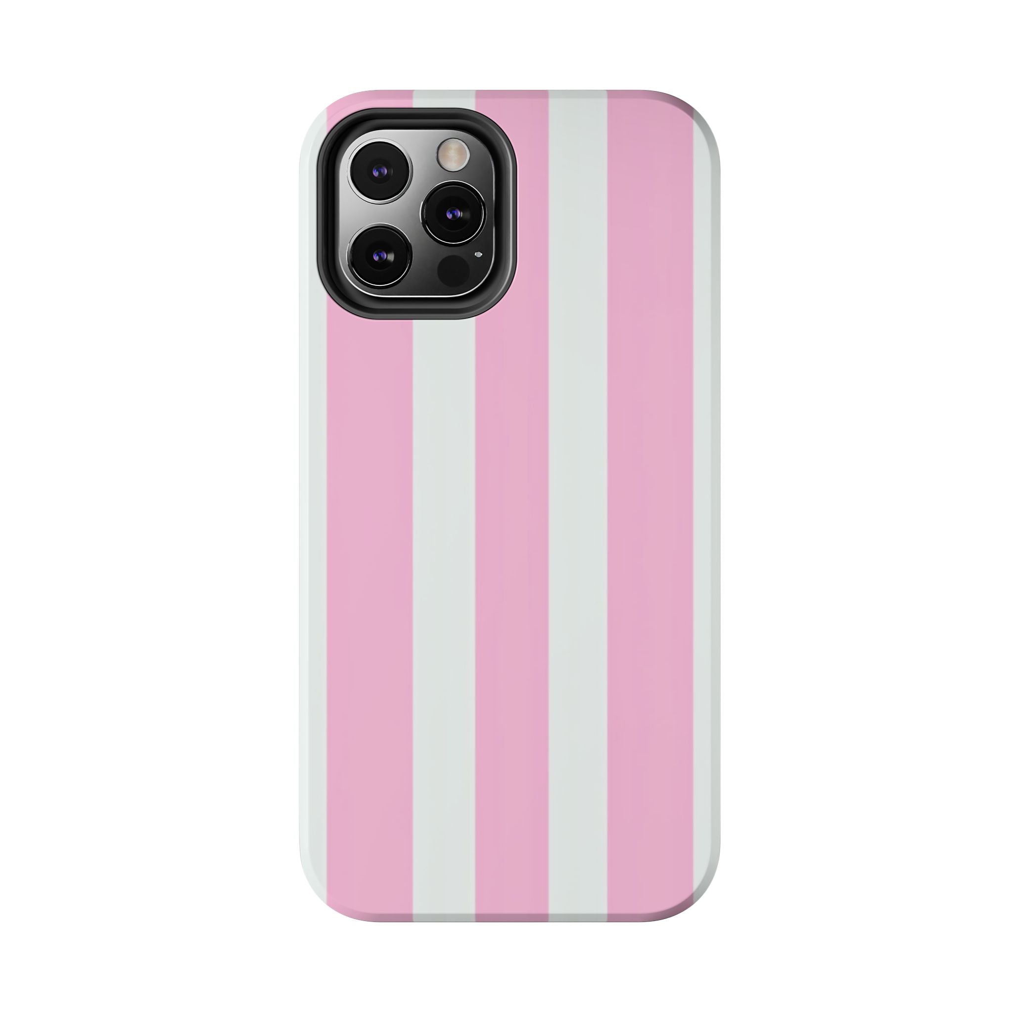 Pink & White Stripe Tough Phone Case — Protective Stripe iPhone Cover