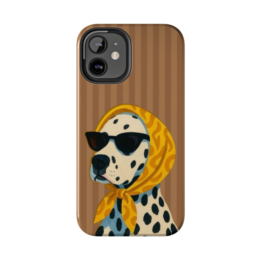Dalmatian in Scarf Tough Phone Case — Retro Dog Print Protective Cover