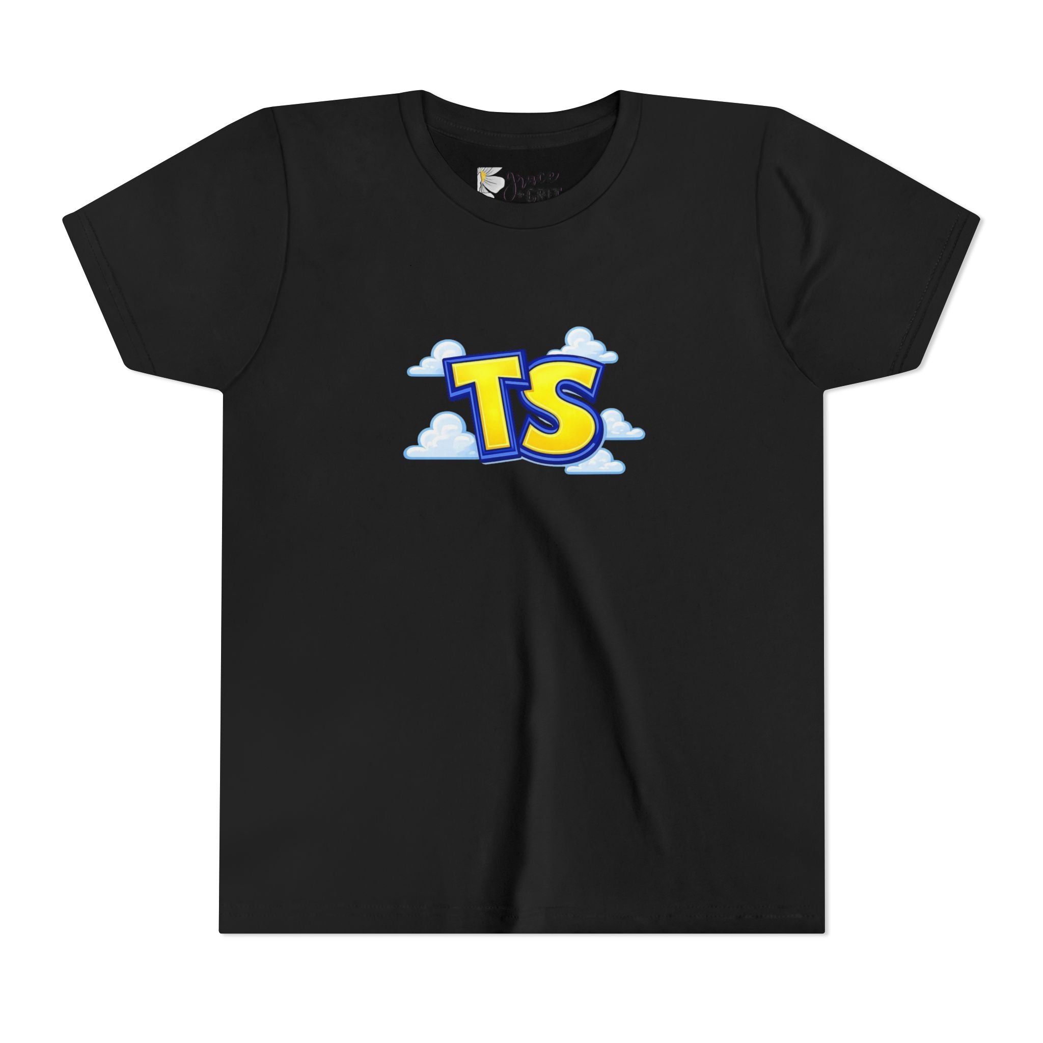 Youth Tee — Playful 'TS' Cloud Logo Kids T-Shirt