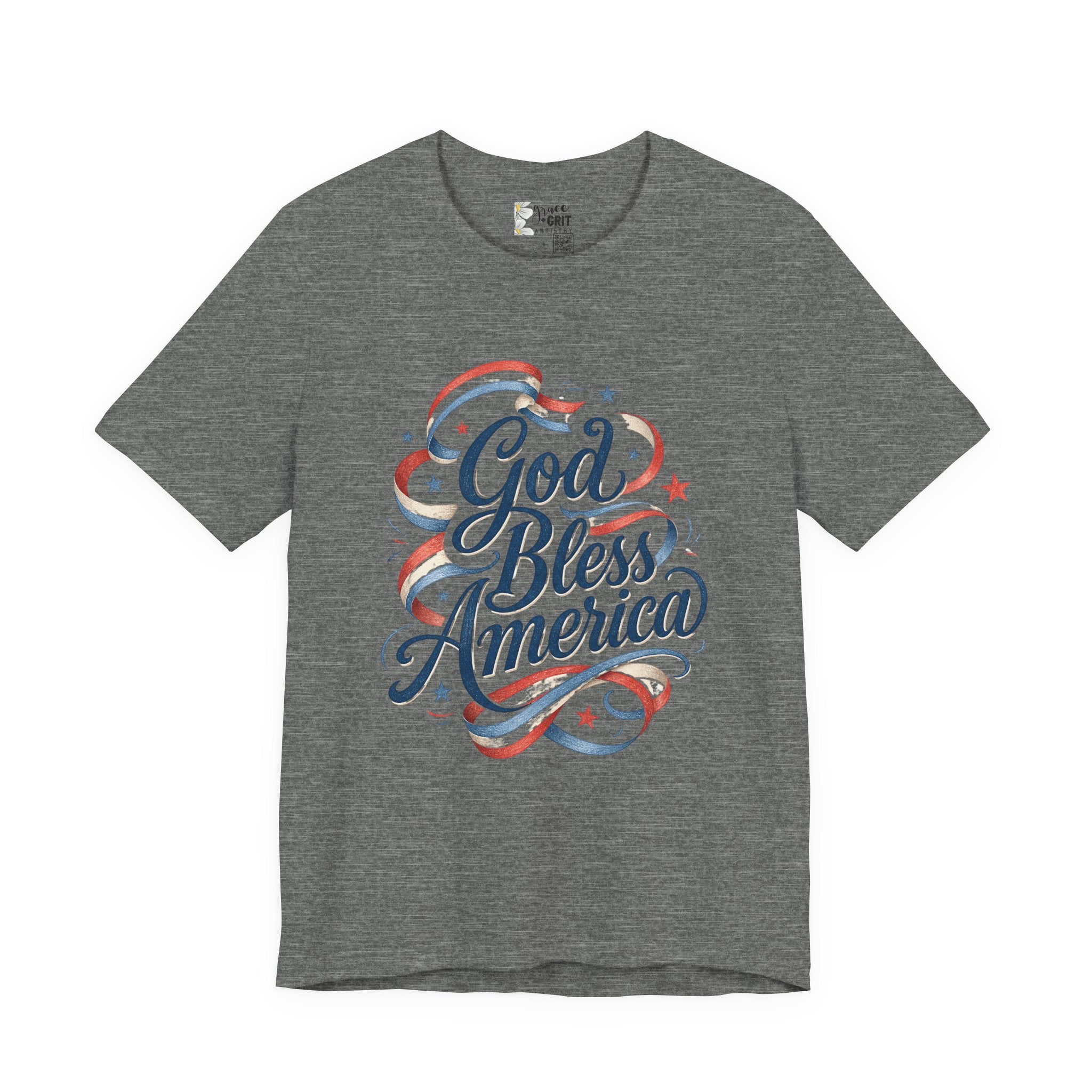 God Bless America T-Shirt — Patriotic Vintage Script Tee for 4th of July
