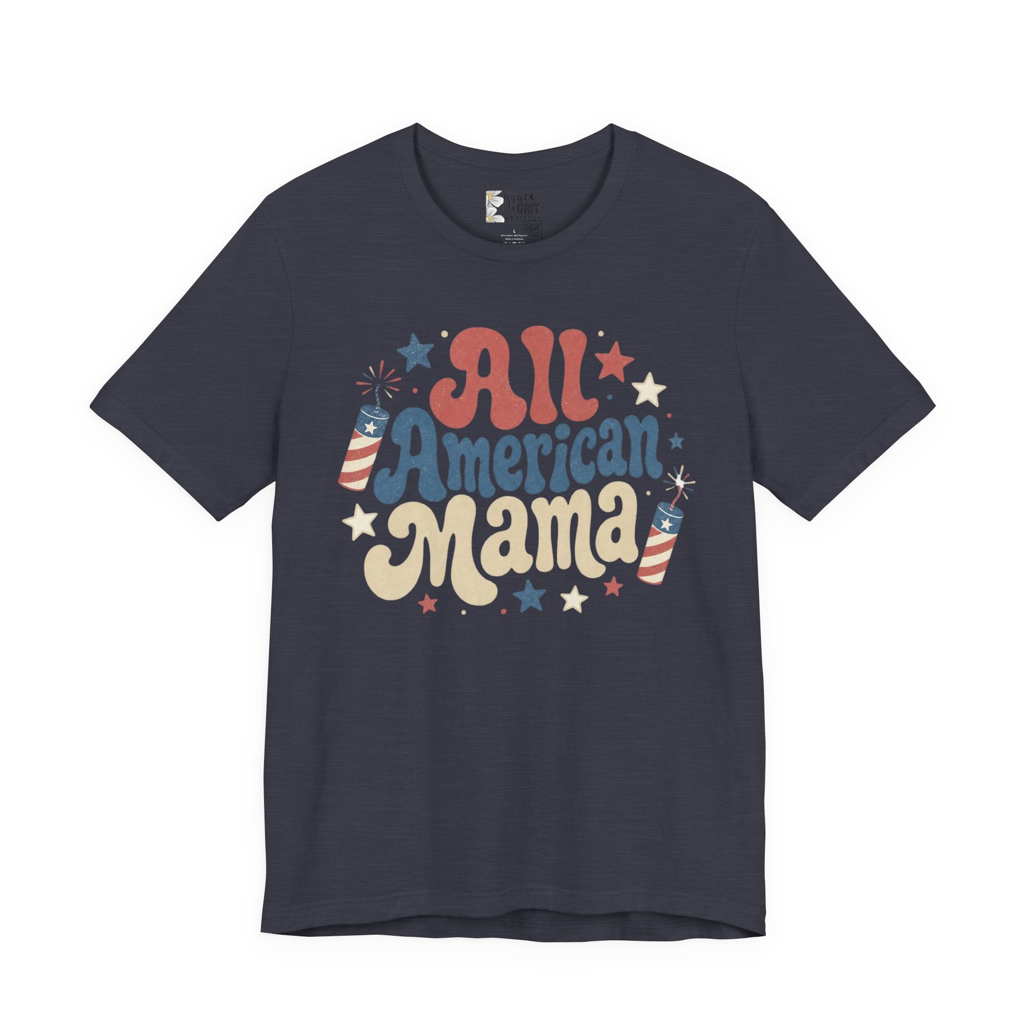 All American Mama T-Shirt – Vintage Patriotic Mom Tee (4th of July)