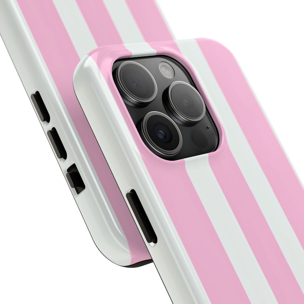 Pink & White Stripe Tough Phone Case — Protective Stripe iPhone Cover